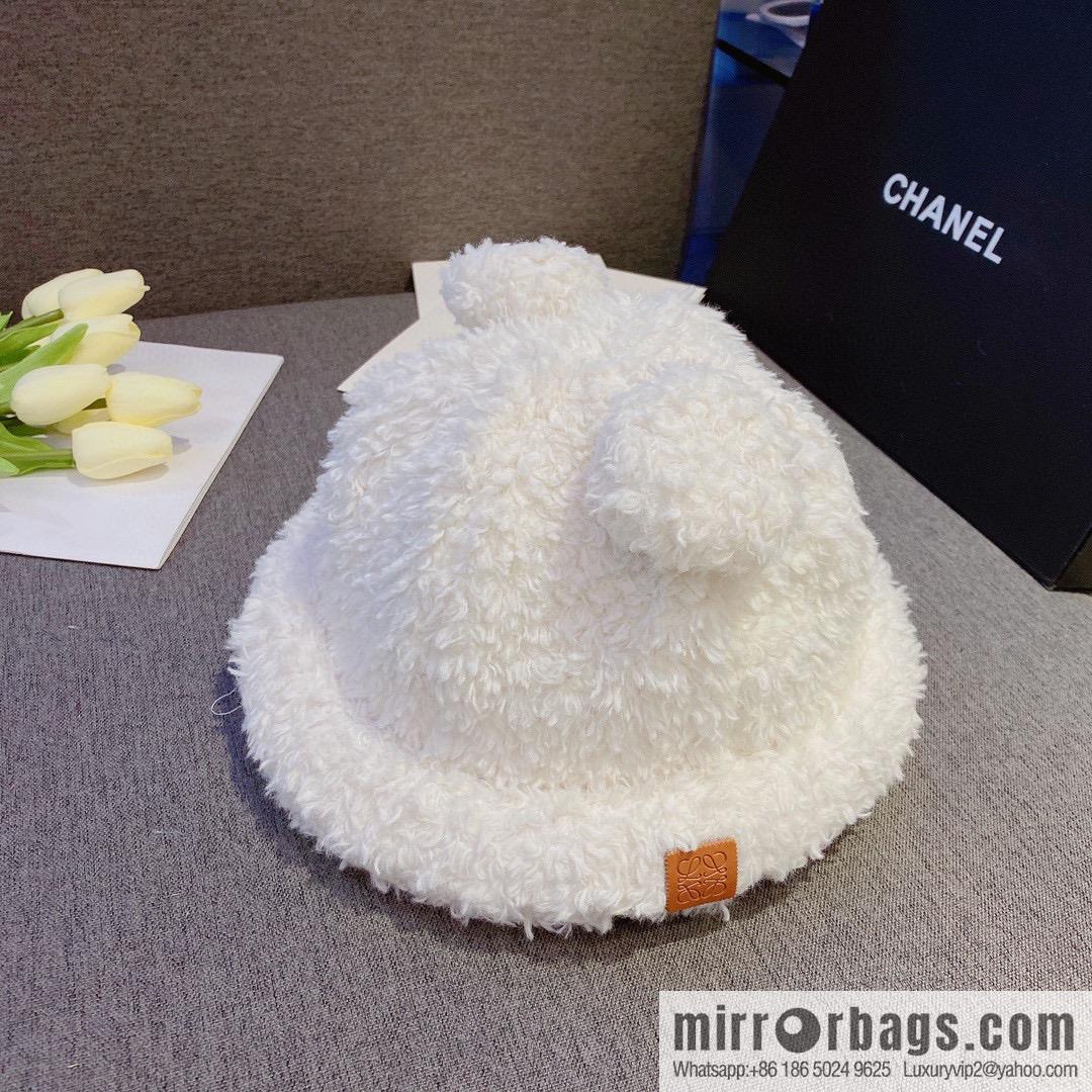LOEWE 2022 autumn and winter new lamb wool bucket hat