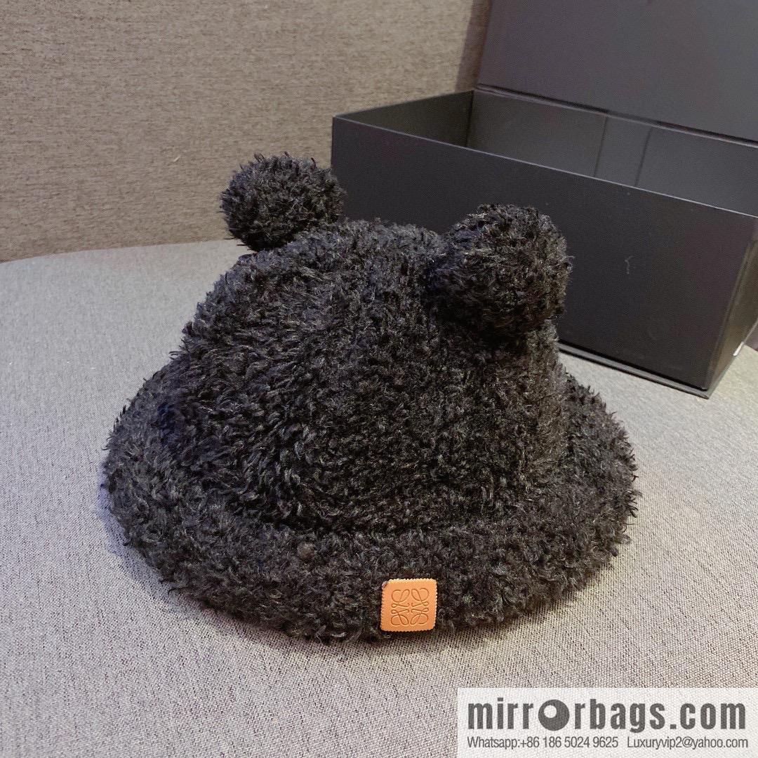 LOEWE 2022 autumn and winter new lamb wool bucket hat