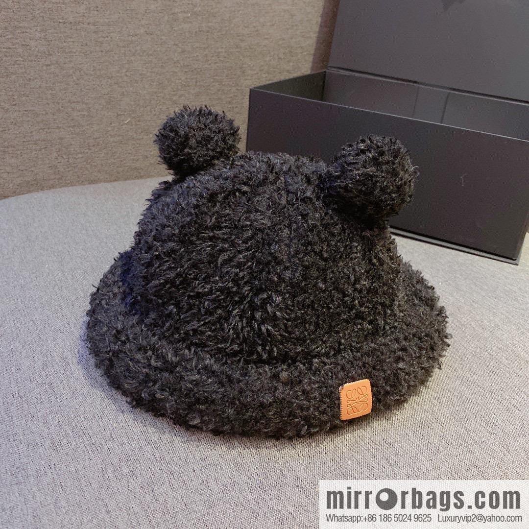 LOEWE 2022 autumn and winter new lamb wool bucket hat
