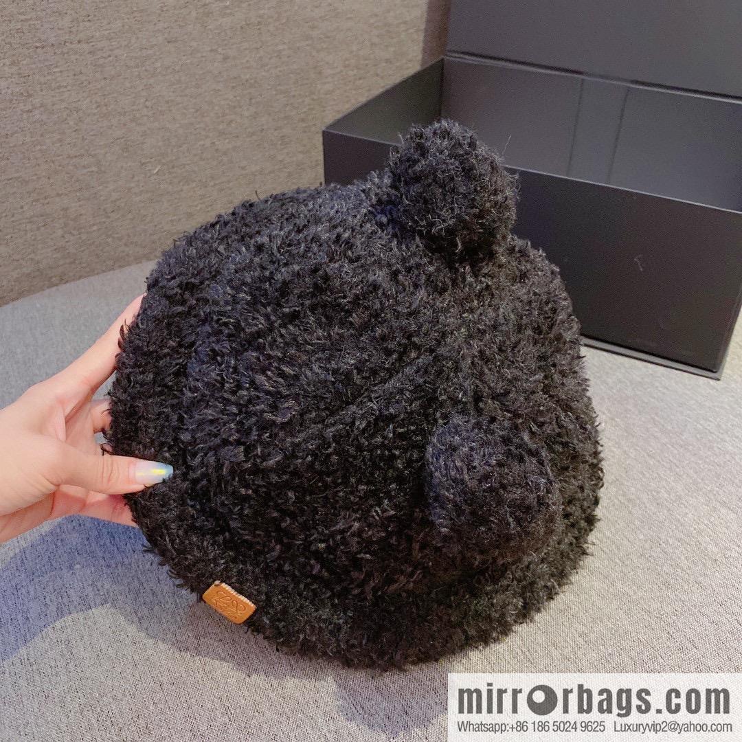 LOEWE 2022 autumn and winter new lamb wool bucket hat