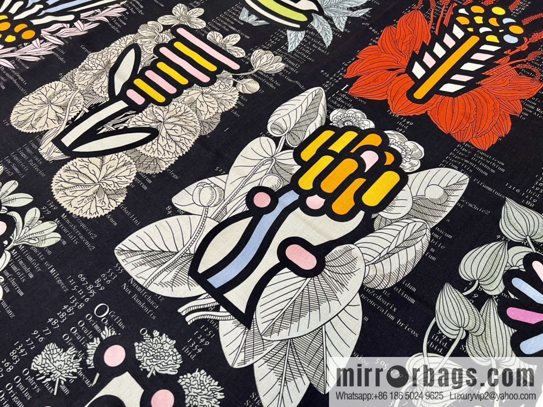 Hermes Hermes Classic Cashmere and Silk Blended Fabric Printed Large Square Towel
