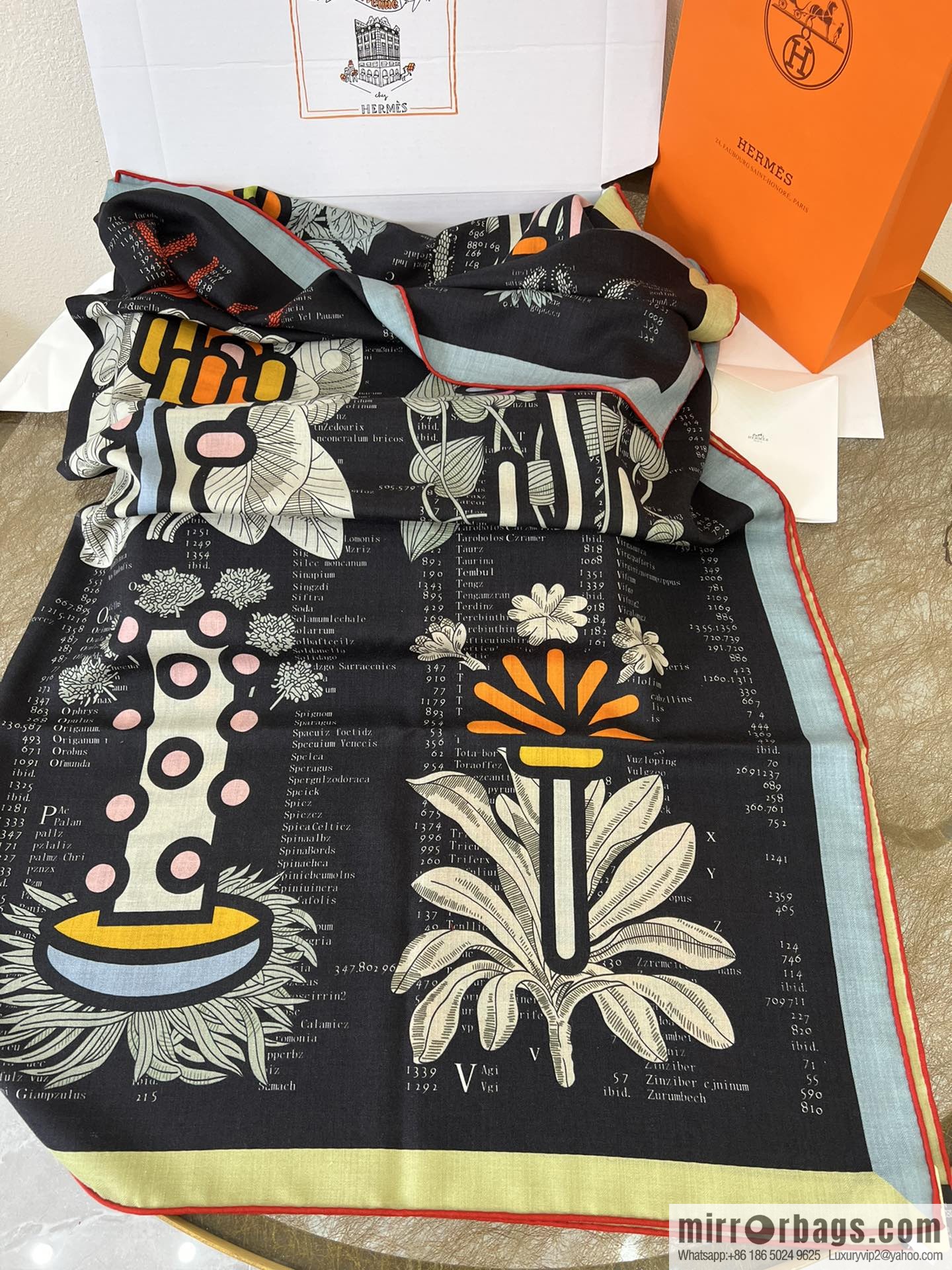 Hermes Hermes Classic Cashmere and Silk Blended Fabric Printed Large Square Towel