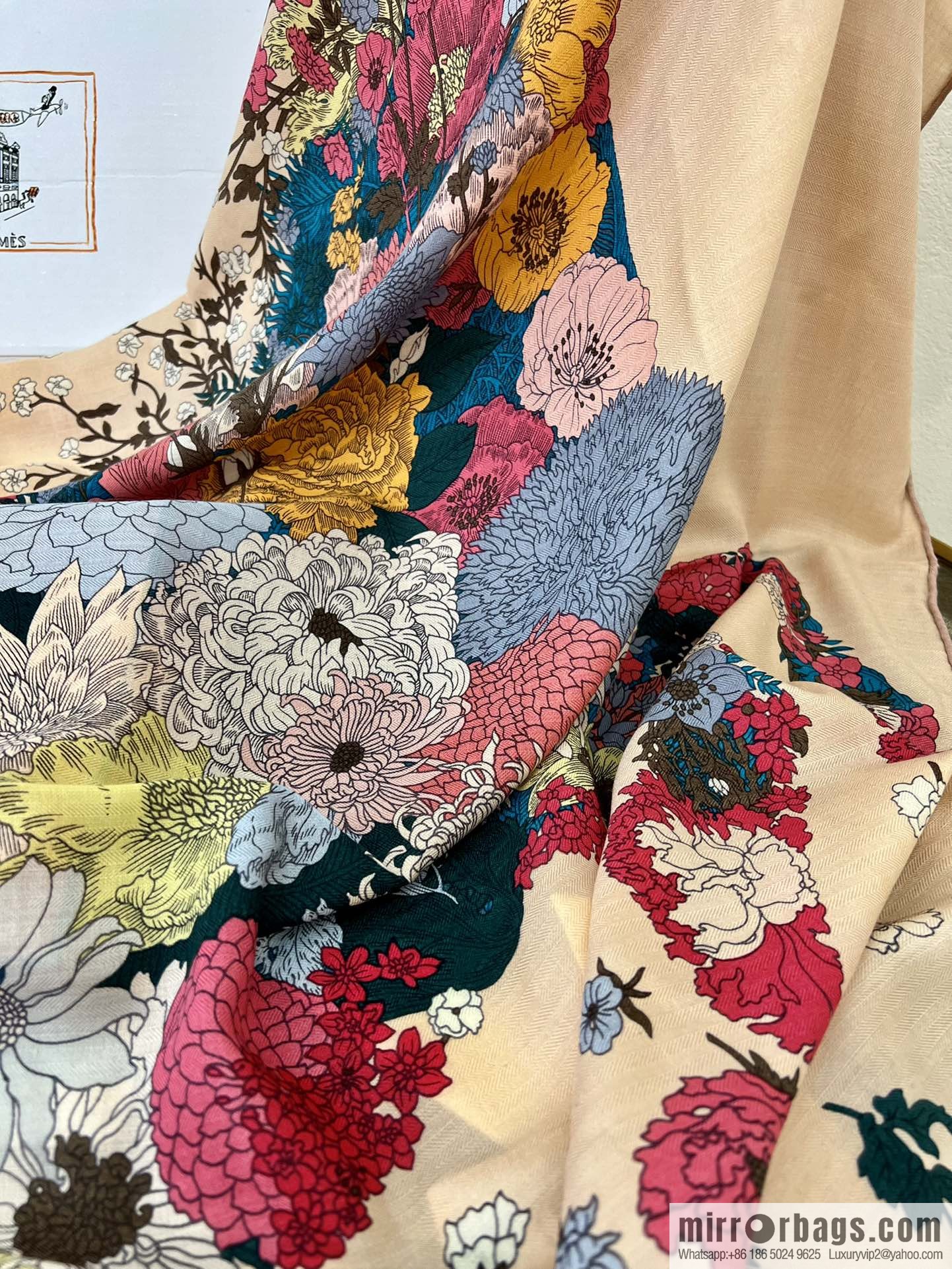 Hermes Hermes Classic Cashmere and Silk Blended Fabric Printed Large Square Towel