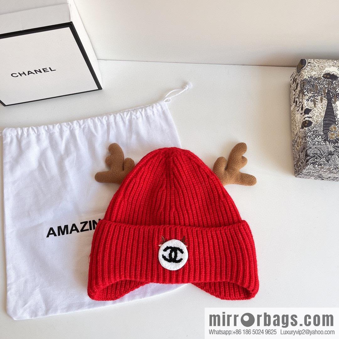 CHANEL Chanel 2022 autumn and winter new Christmas series plush wool hat
