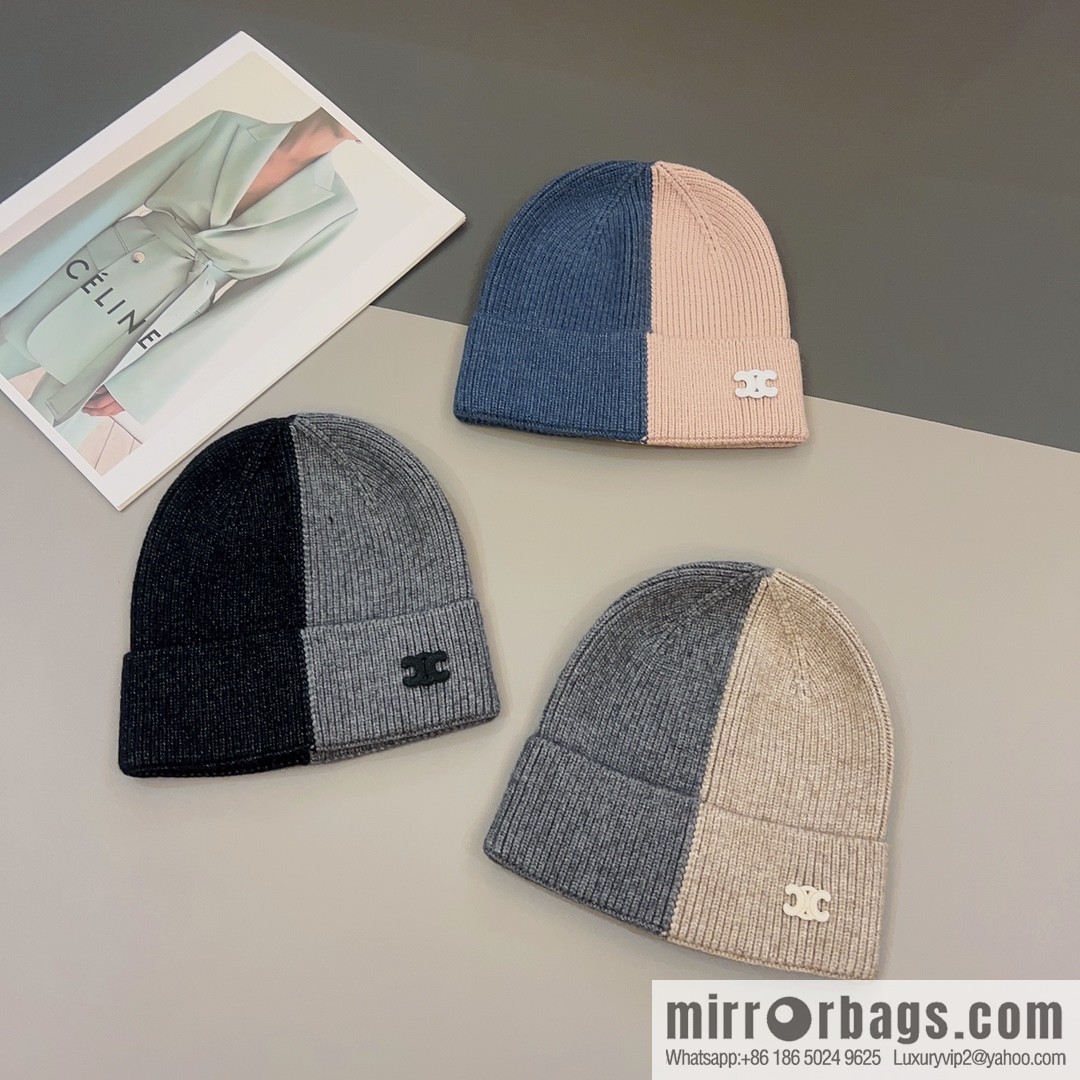 CELINE Arc de Triomphe logo knitted wool hat