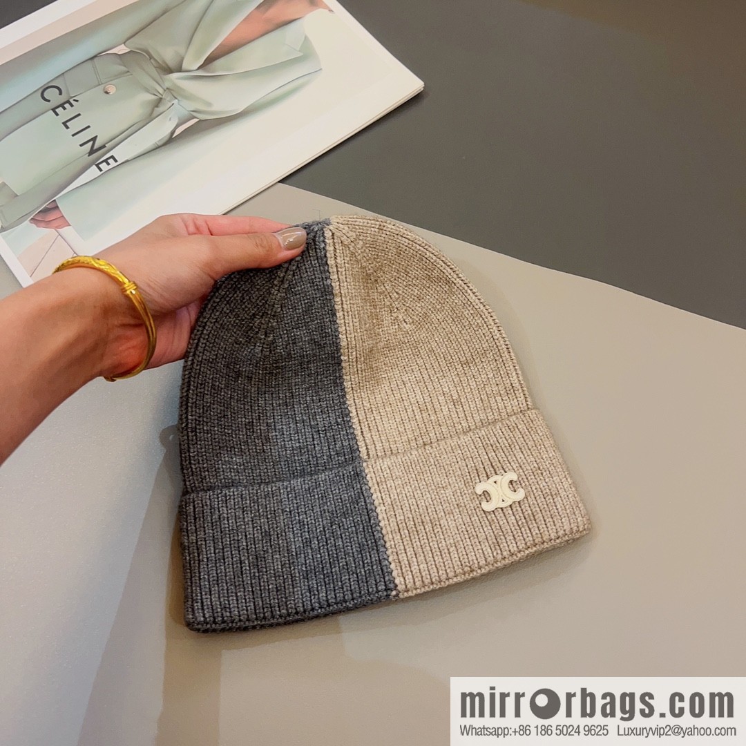 CELINE Arc de Triomphe logo knitted wool hat