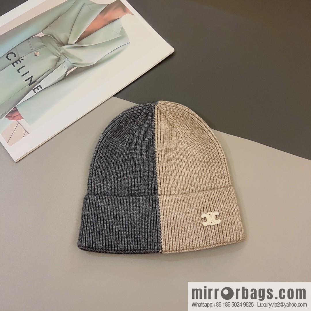 CELINE Arc de Triomphe logo knitted wool hat