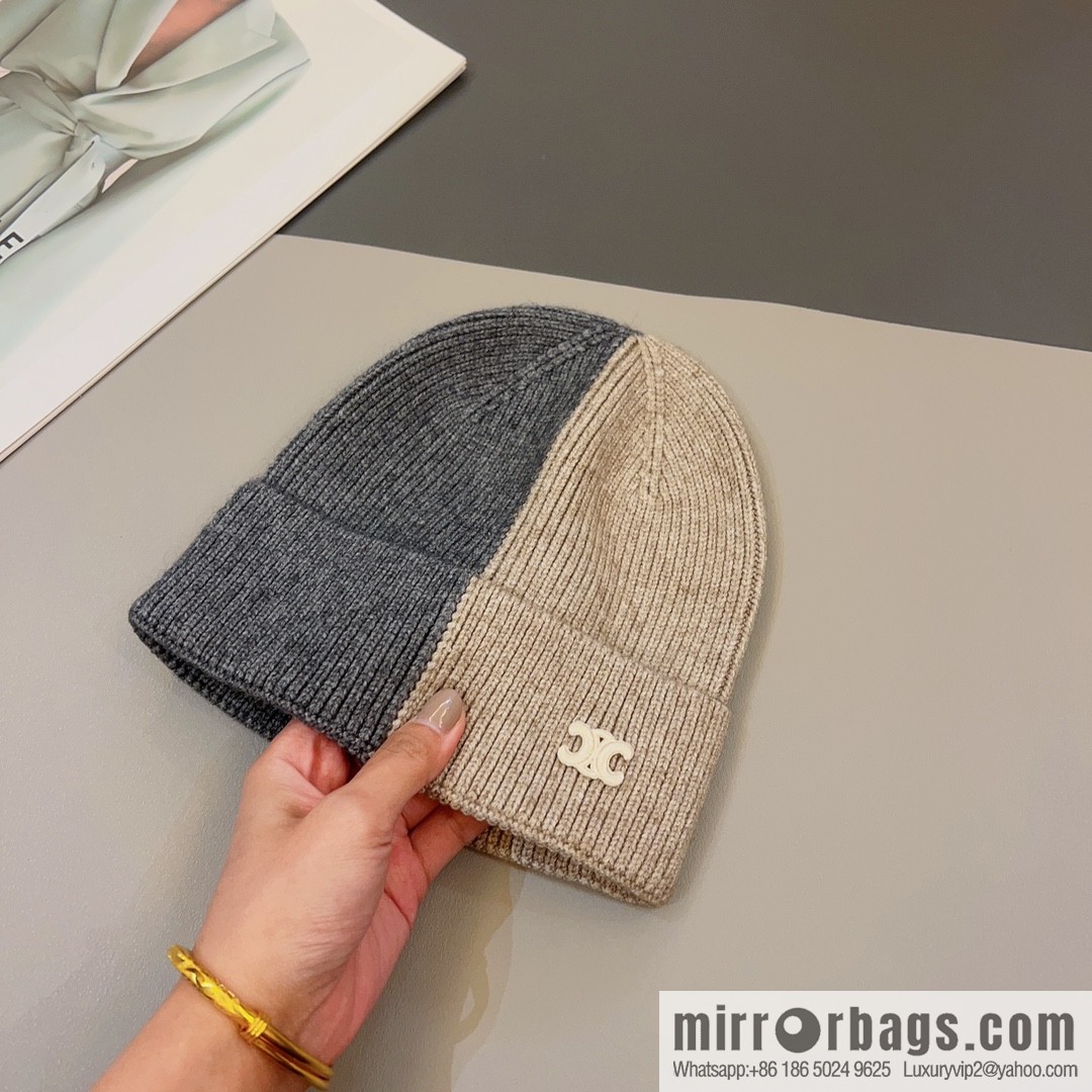 CELINE Arc de Triomphe logo knitted wool hat