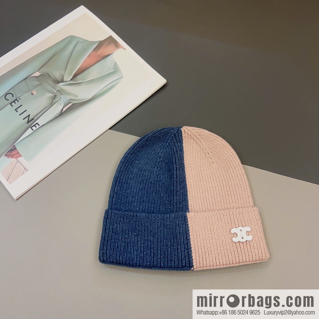 CELINE Arc de Triomphe logo knitted wool hat