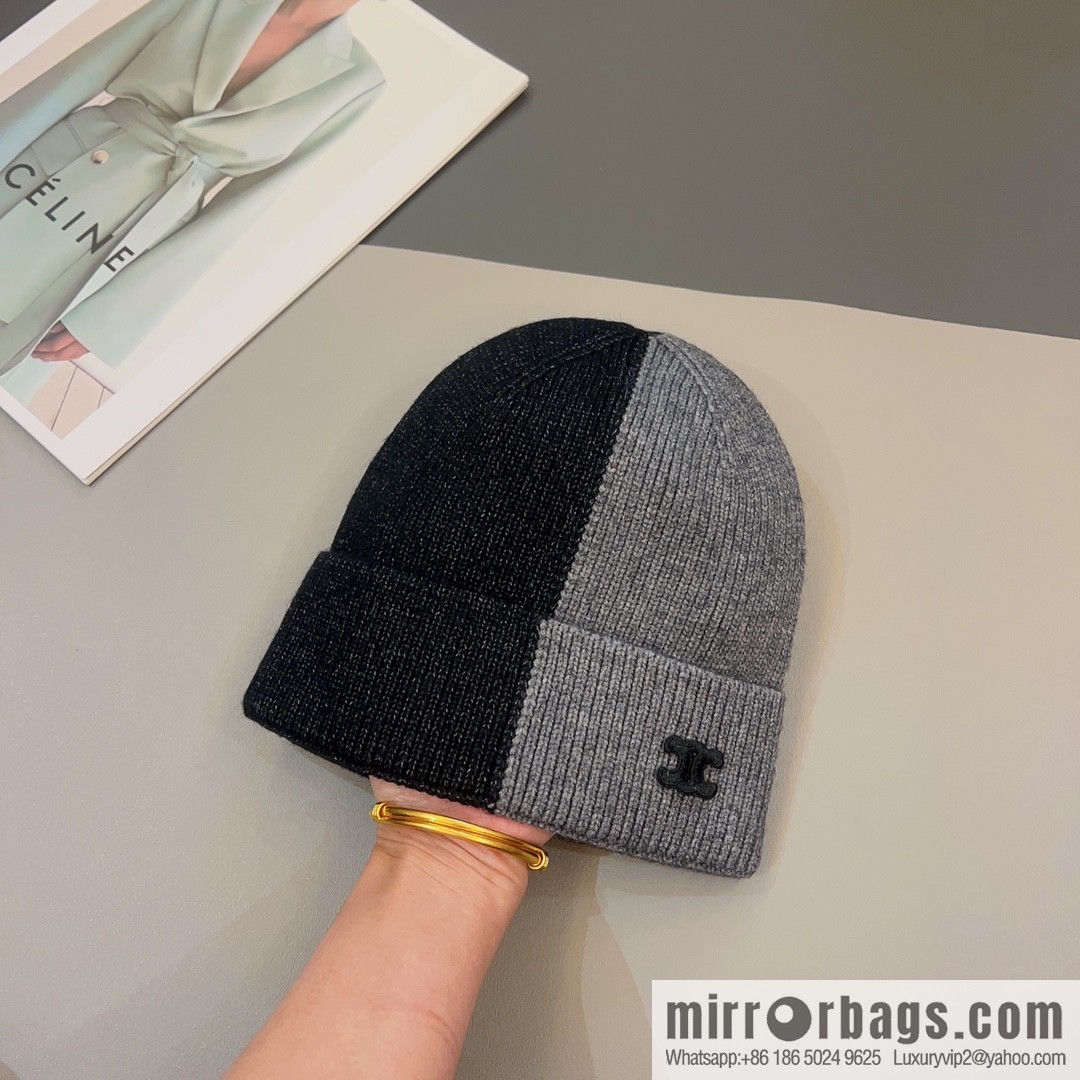 CELINE Arc de Triomphe logo knitted wool hat