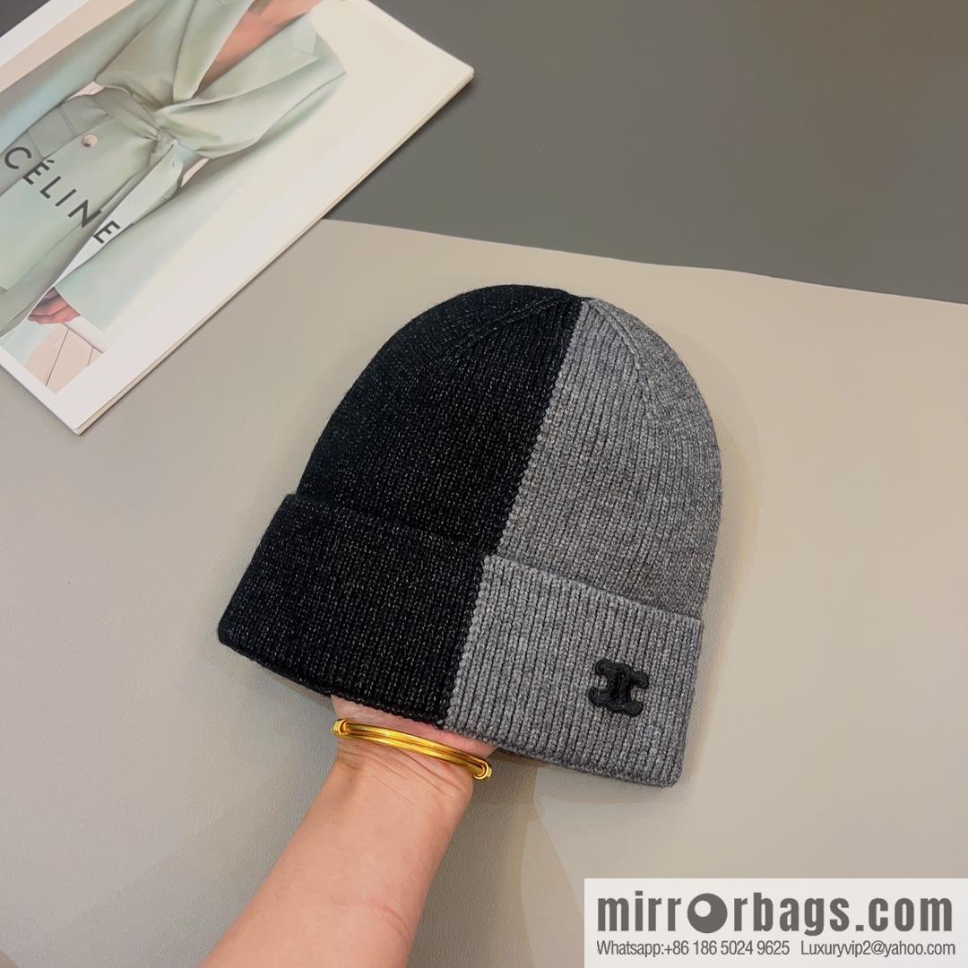 CELINE Arc de Triomphe logo knitted wool hat