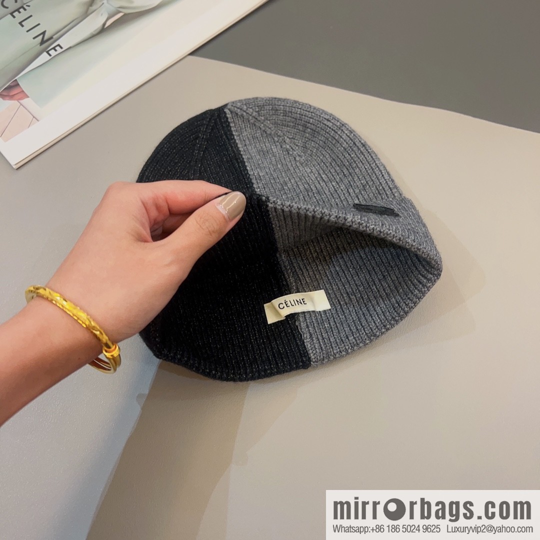 CELINE Arc de Triomphe logo knitted wool hat