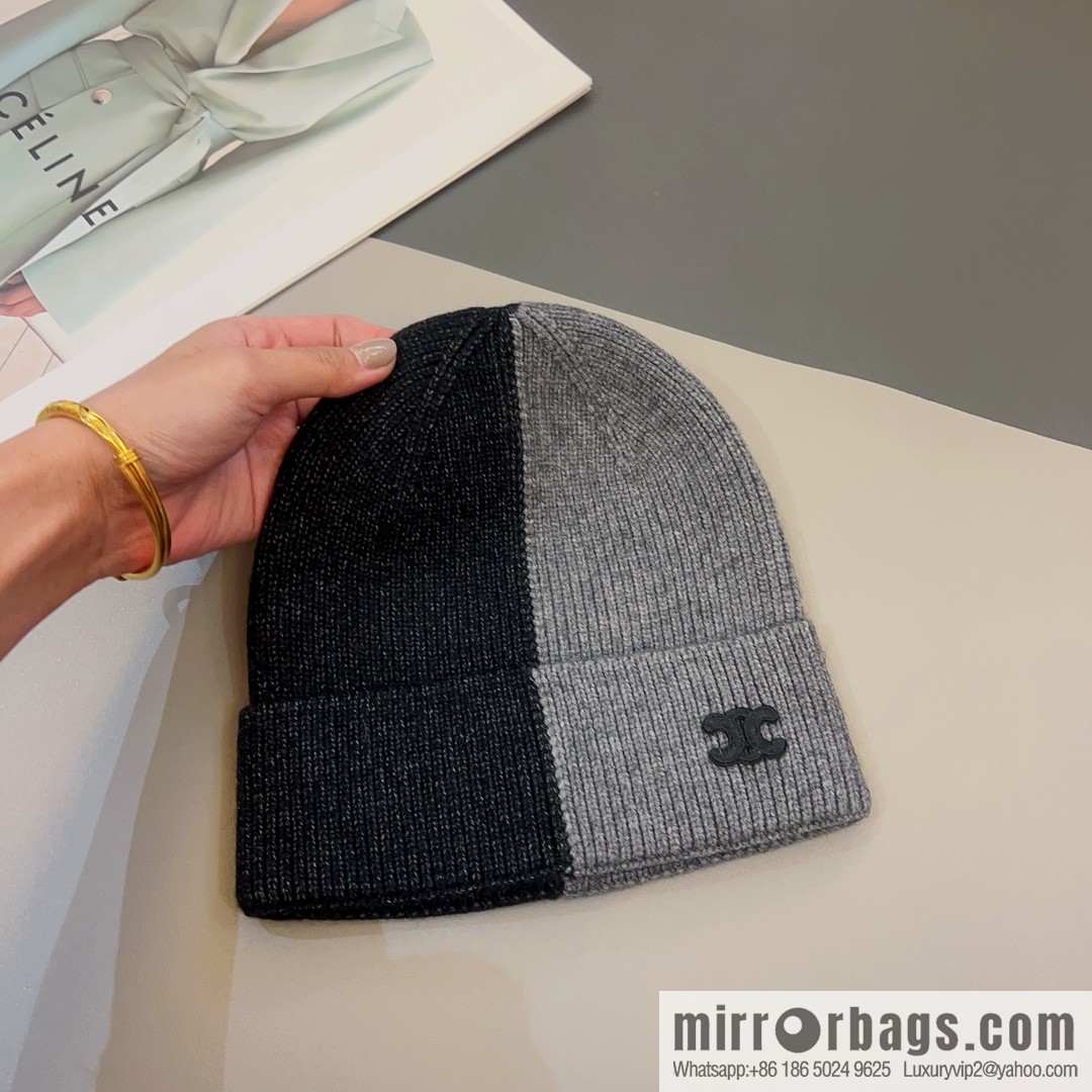 CELINE Arc de Triomphe logo knitted wool hat