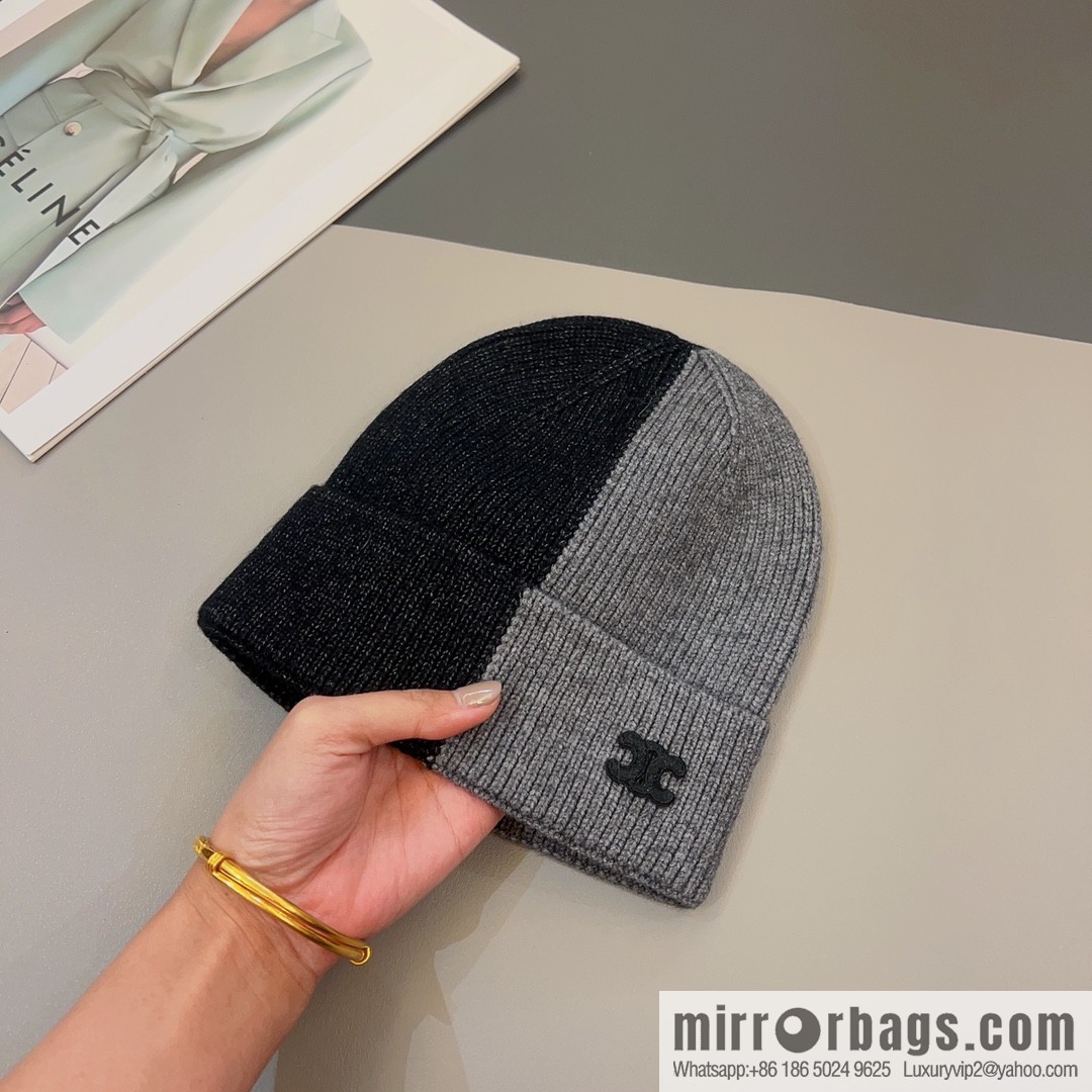 CELINE Arc de Triomphe logo knitted wool hat