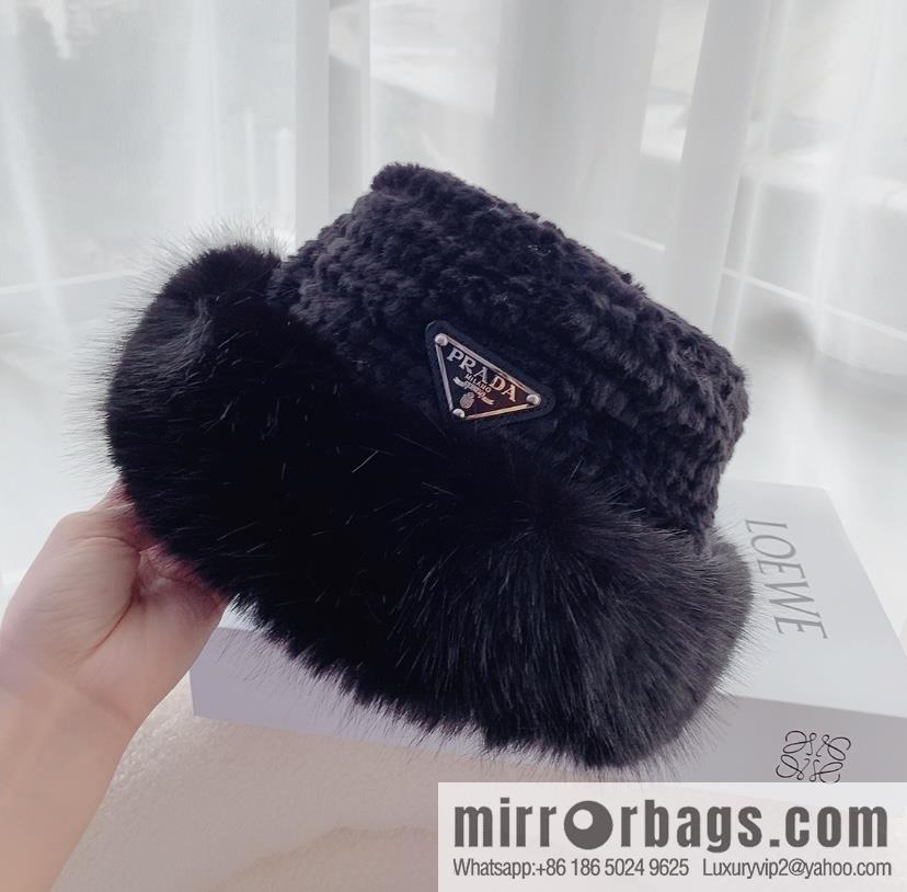 PRADA autumn and winter warm bucket hat
