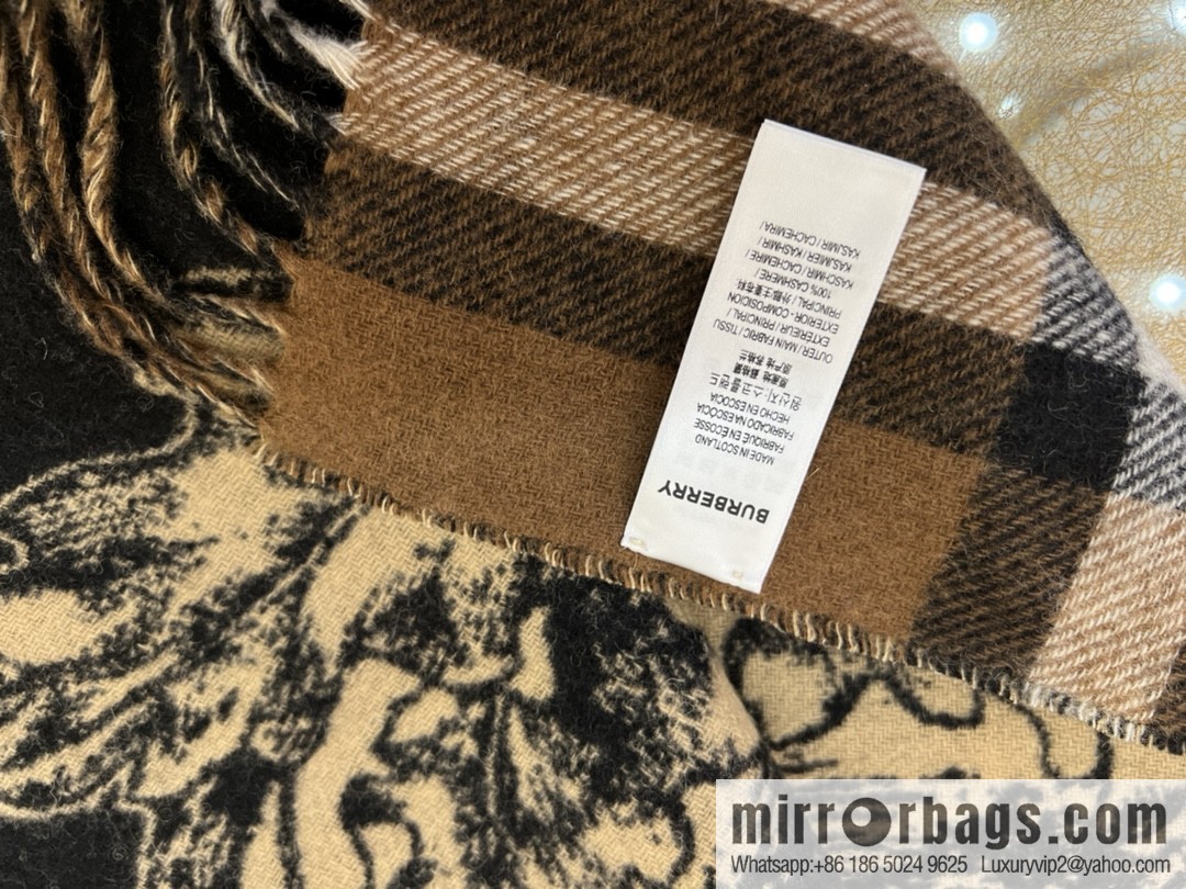Burberry 100% Cashmere Rectangle War Horse Knight Double Sided Shawl