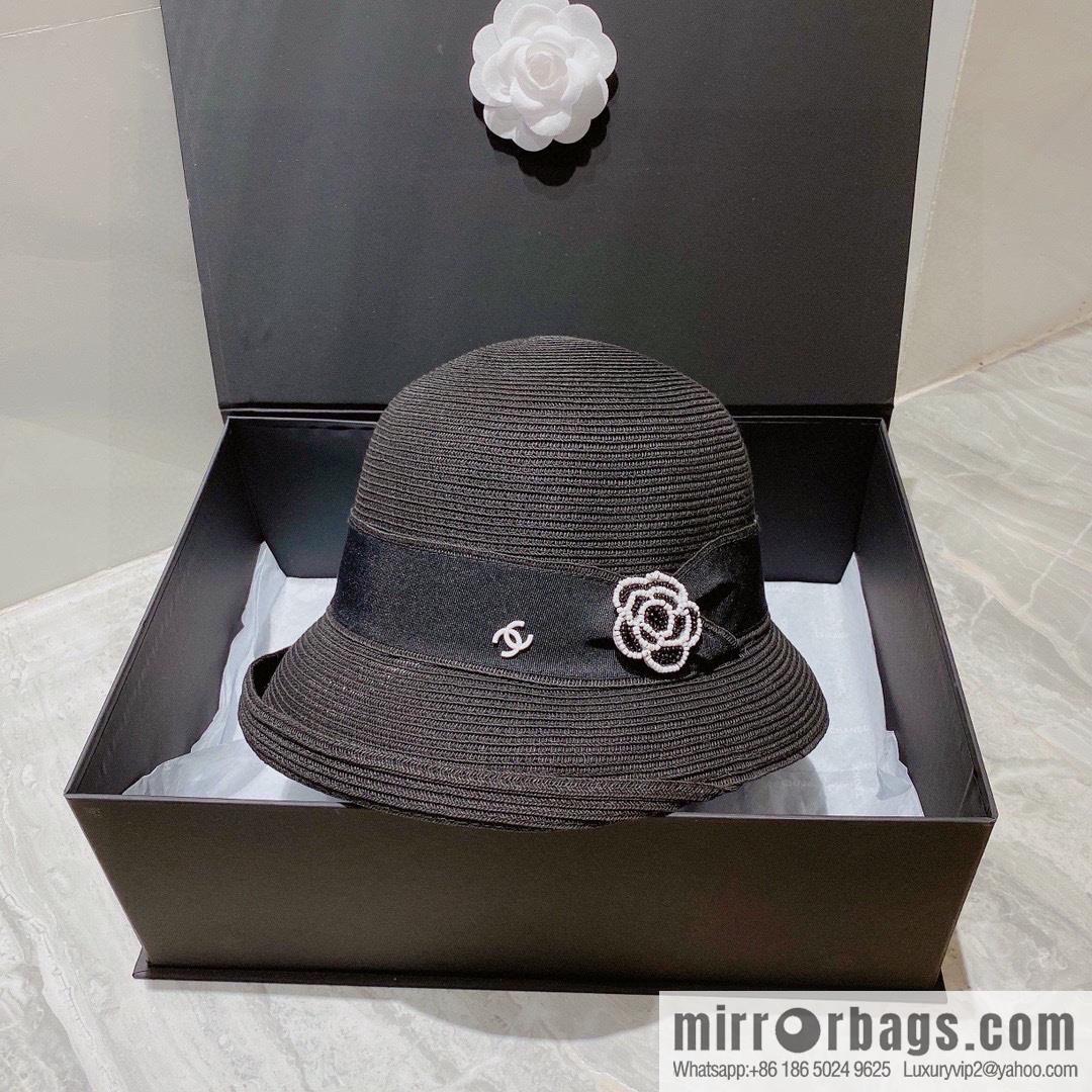 CHANEL Chanel celebrity bow straw hat