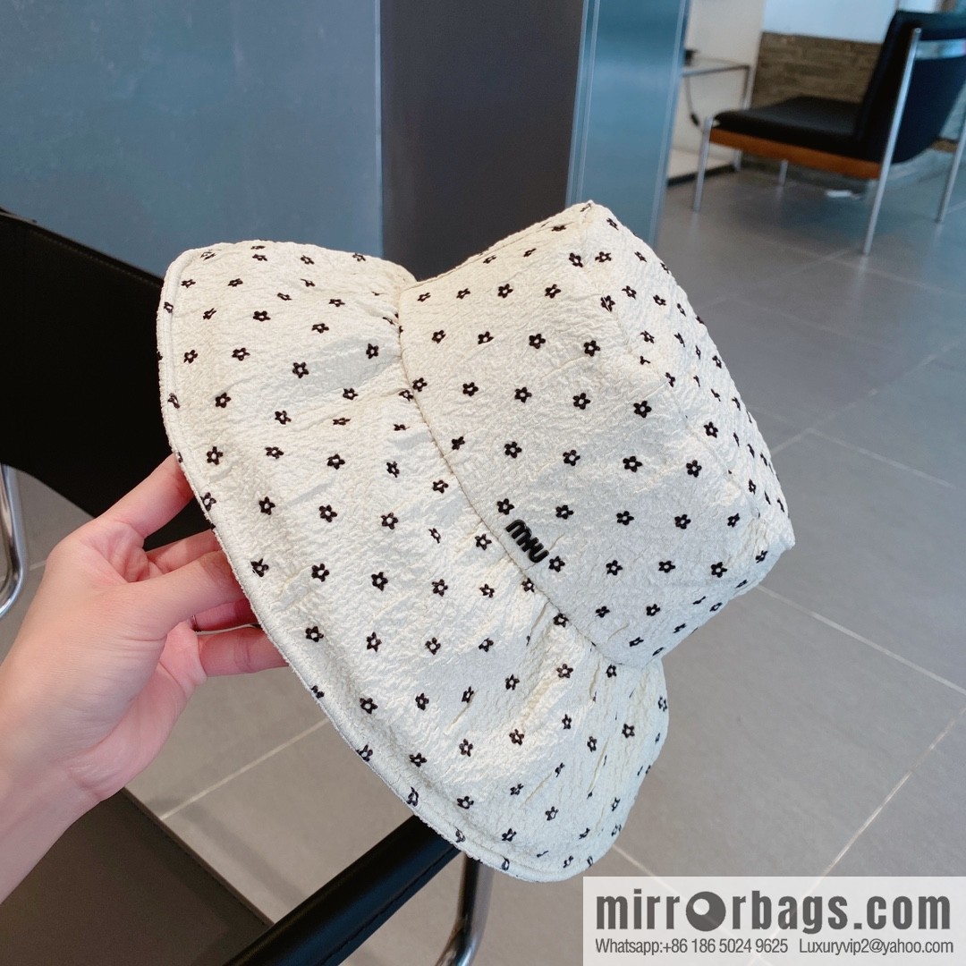 Miumiu small flower lotus leaf edge bucket hat