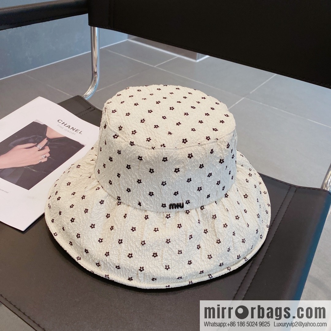Miumiu small flower lotus leaf edge bucket hat
