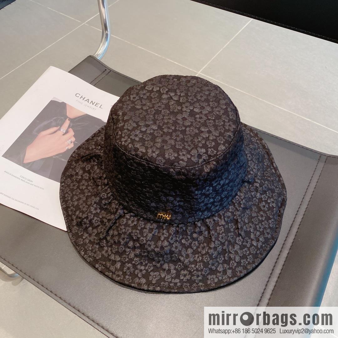 Miumiu small flower lotus leaf edge bucket hat