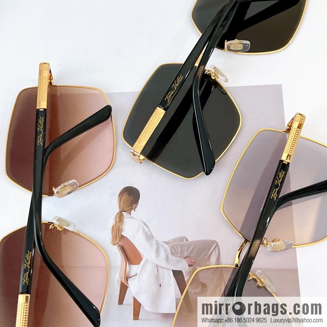 LV Louis Vuitton Metal Large Frame Unisex Sunglasses