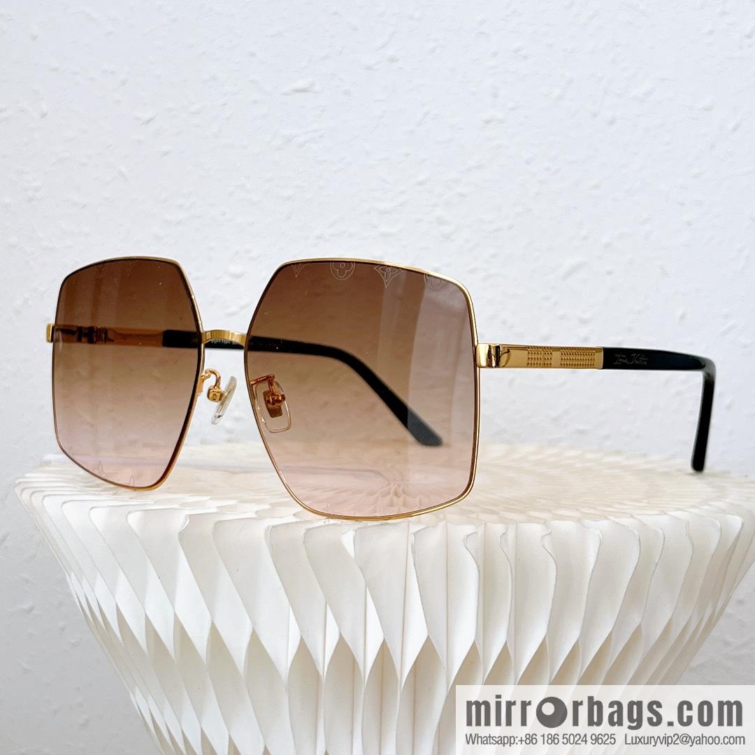 LV Louis Vuitton Metal Large Frame Unisex Sunglasses