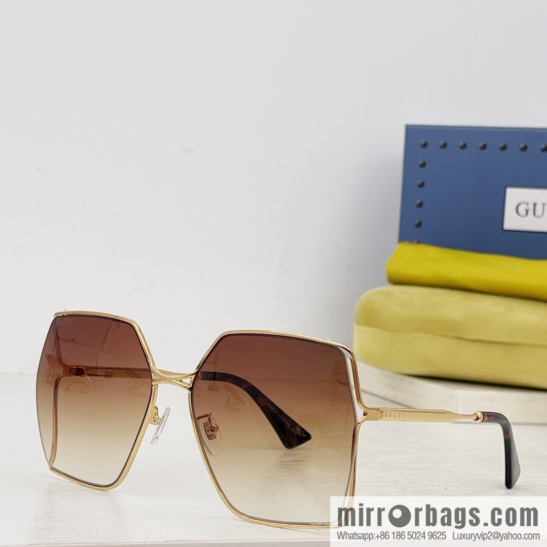 GUCCI Gucci three-dimensional logo hollow out large frame women's sunglasses