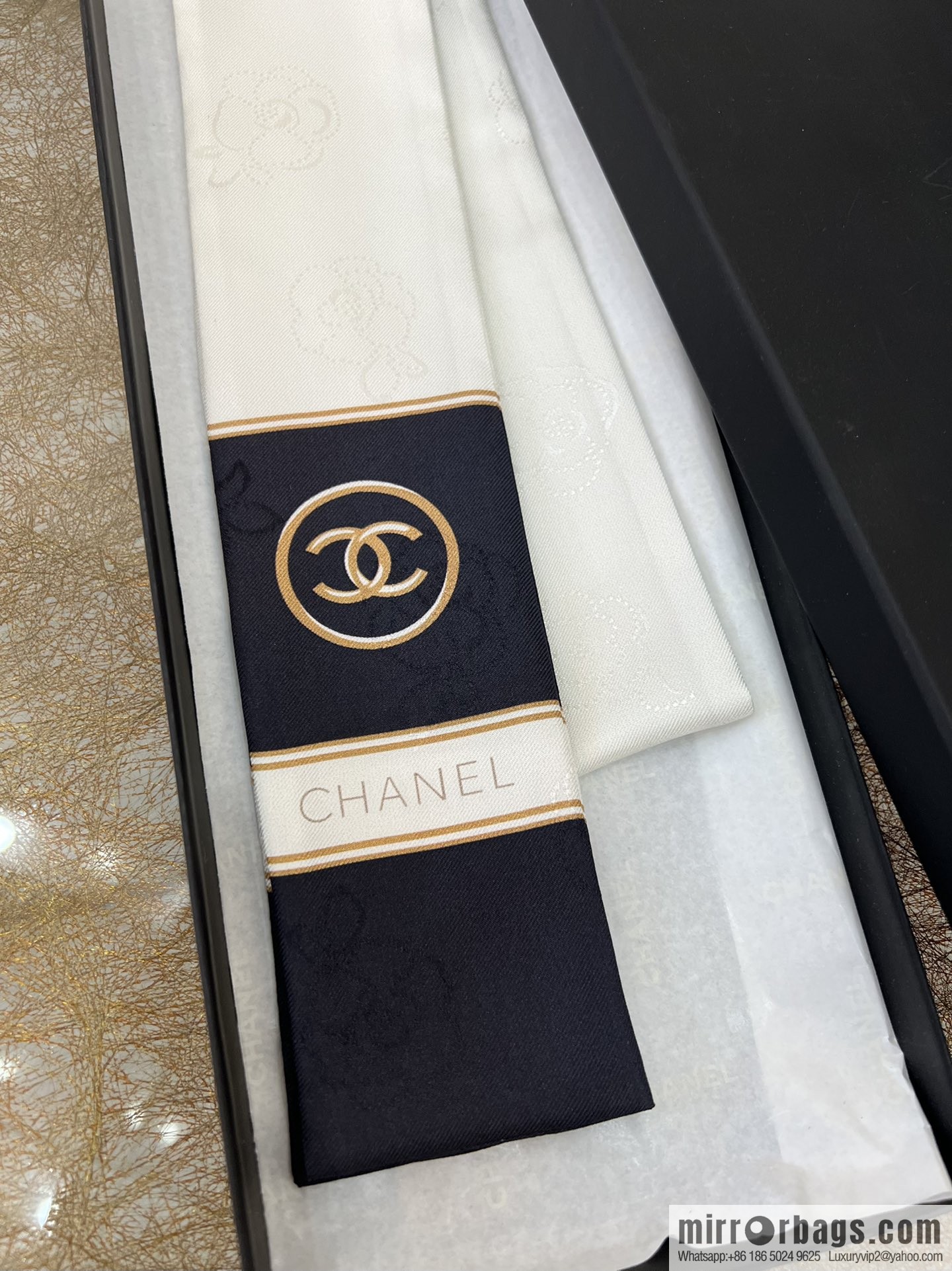 CHANEL CHANEL Double C Logo 100% silk headband