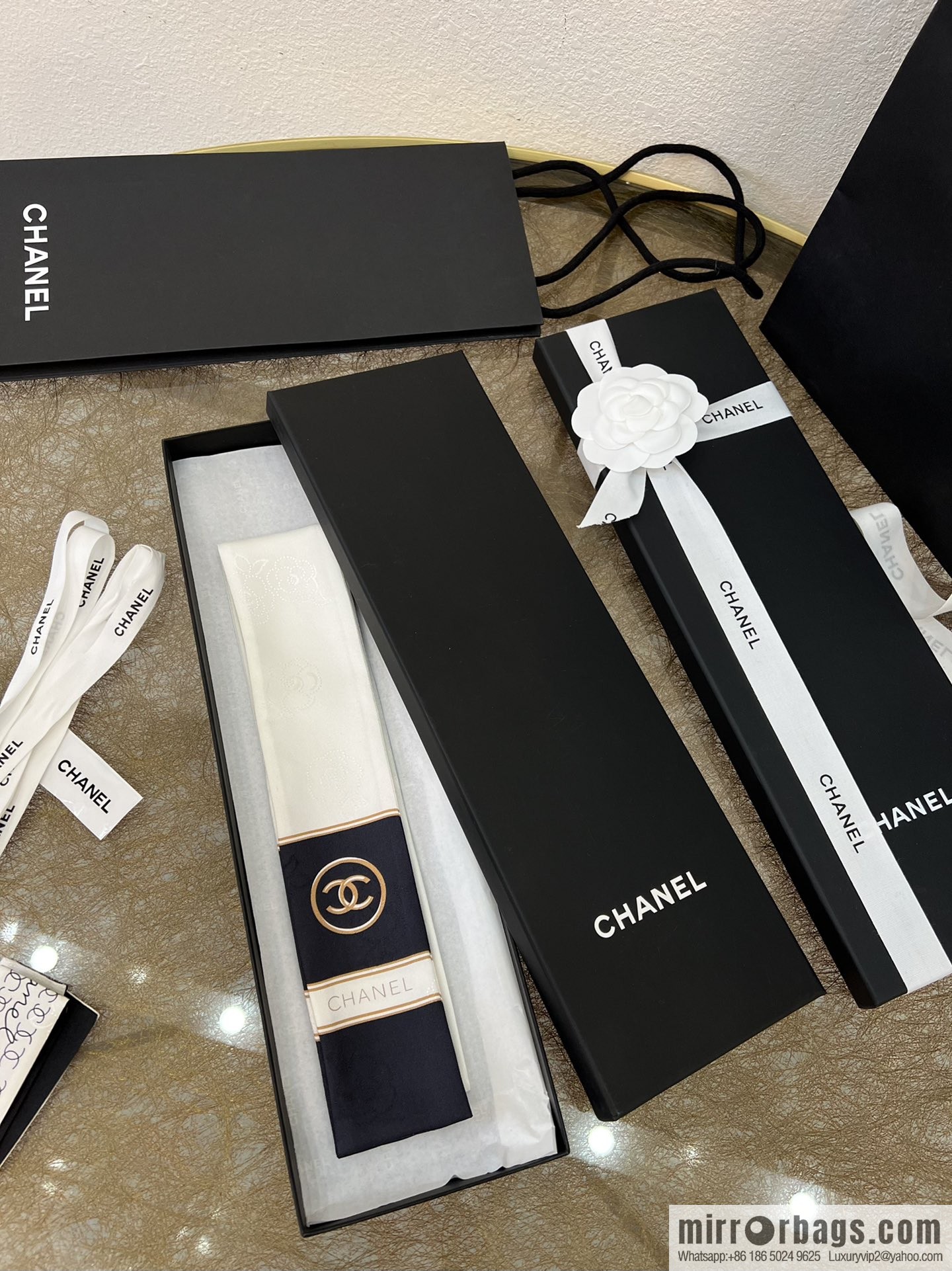 CHANEL CHANEL Double C Logo 100% silk headband