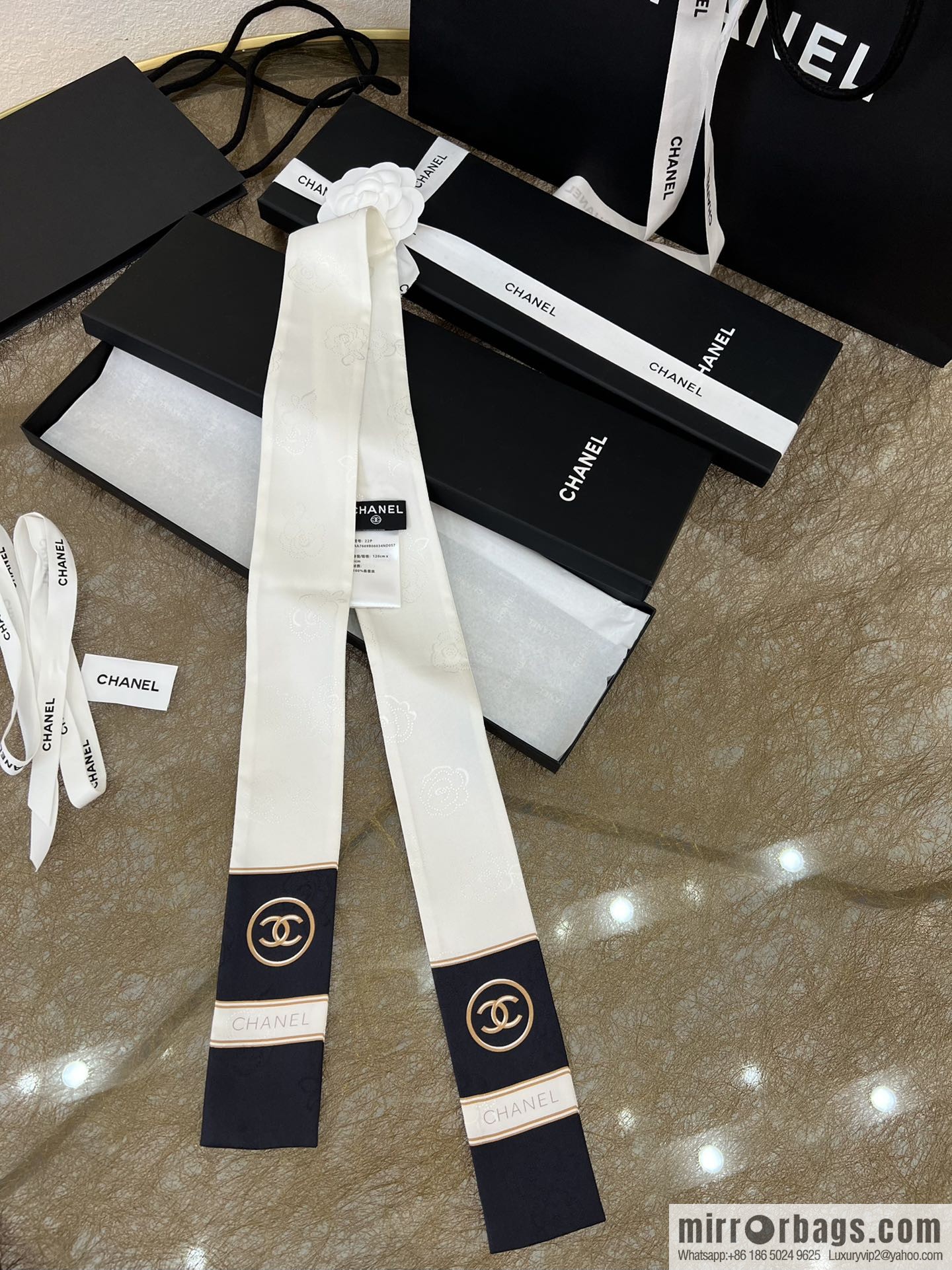 CHANEL CHANEL Double C Logo 100% silk headband