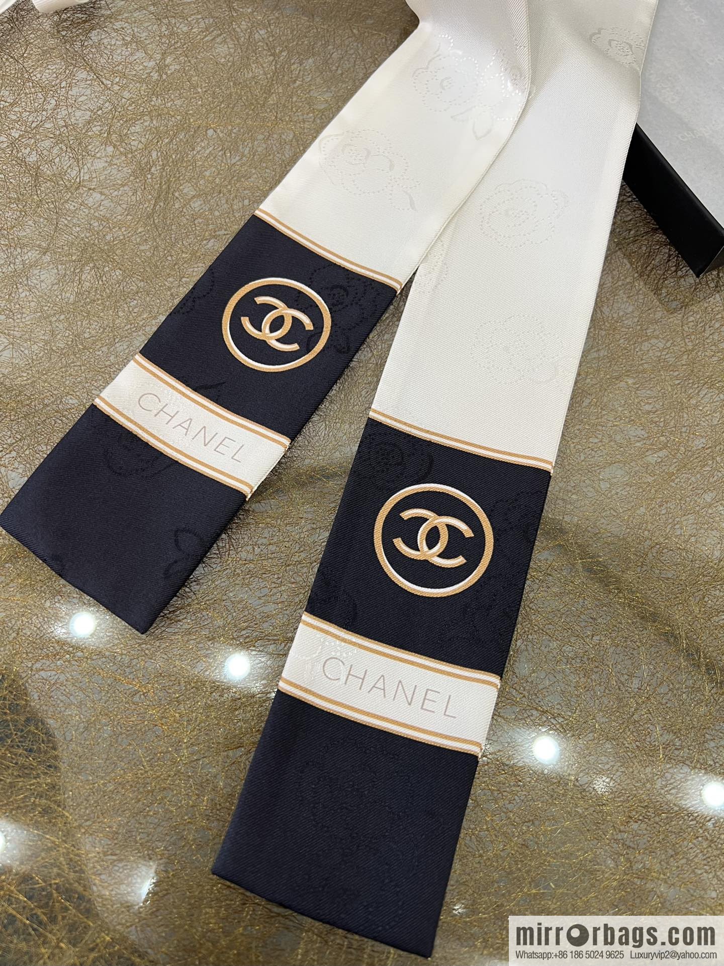 CHANEL CHANEL Double C Logo 100% silk headband