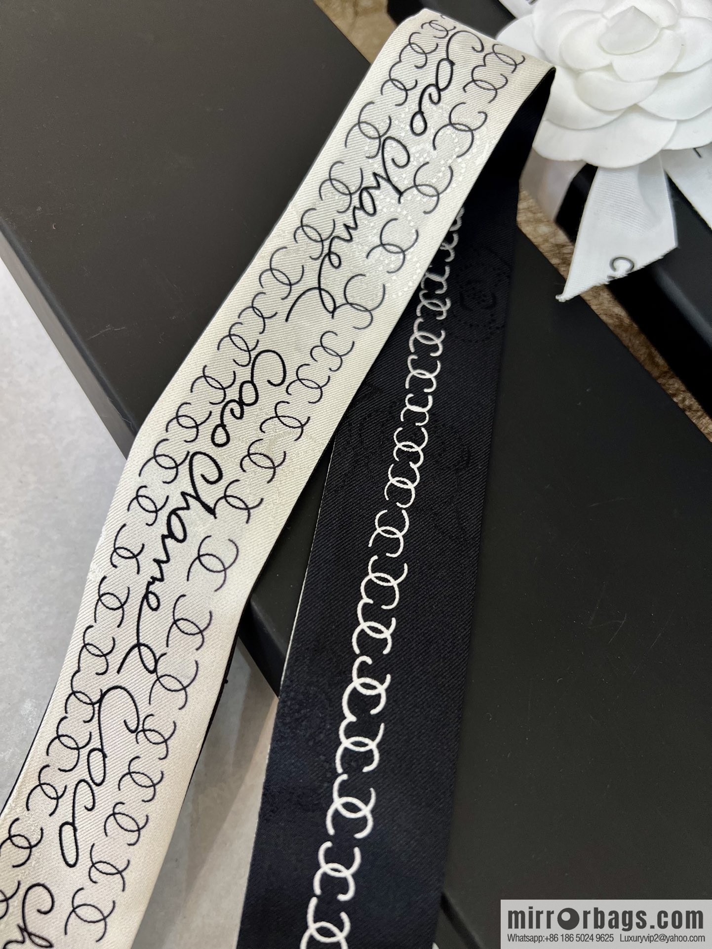 CHANEL Chanel camellia jacquard fabric 100% silk headband