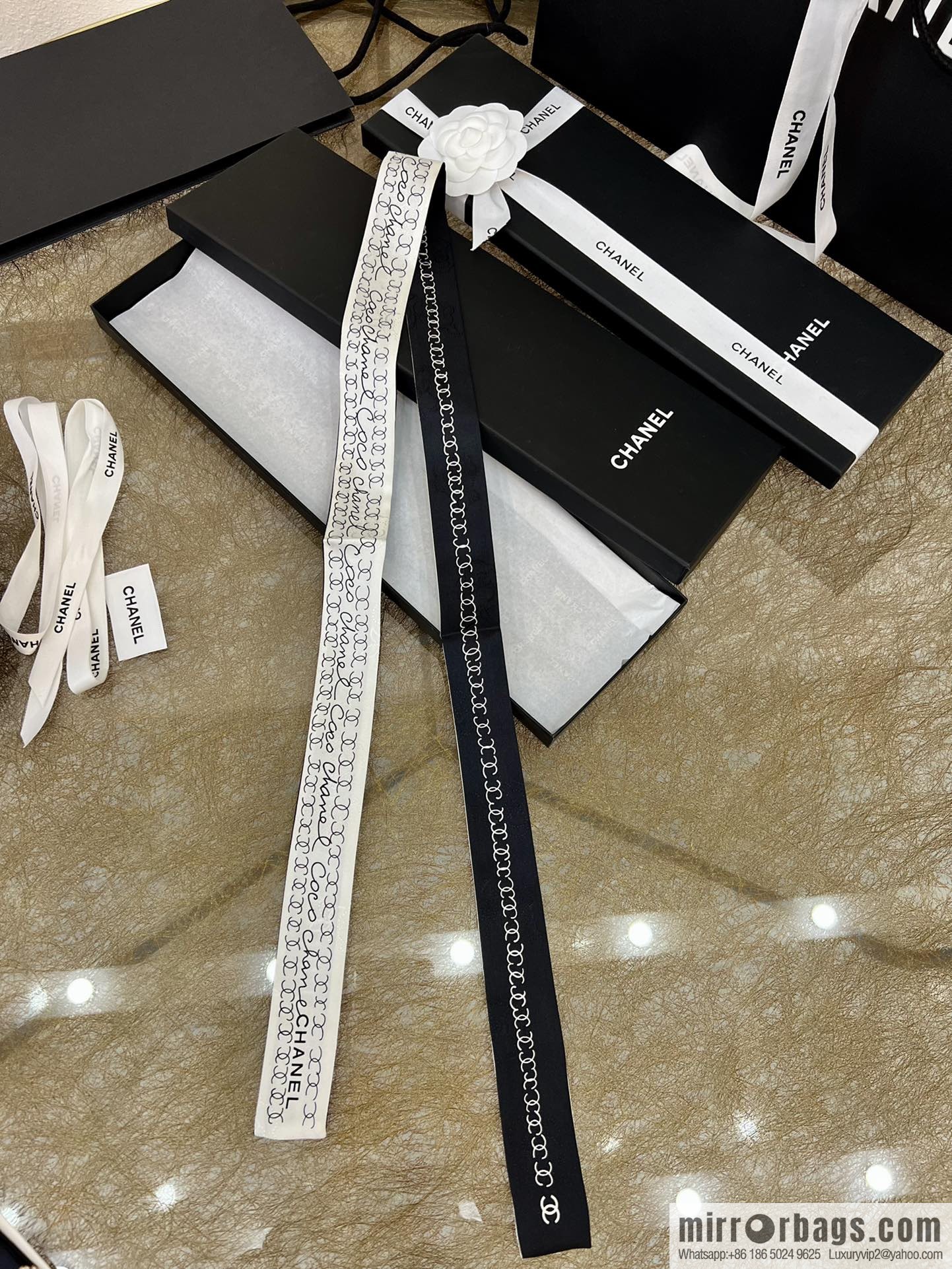 CHANEL Chanel camellia jacquard fabric 100% silk headband