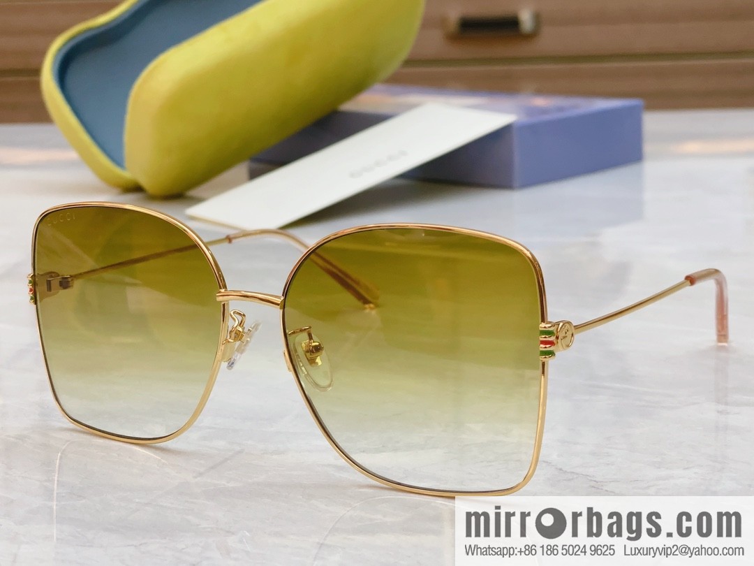 GUCCI Gucci's new retro gold silk simple sunglasses