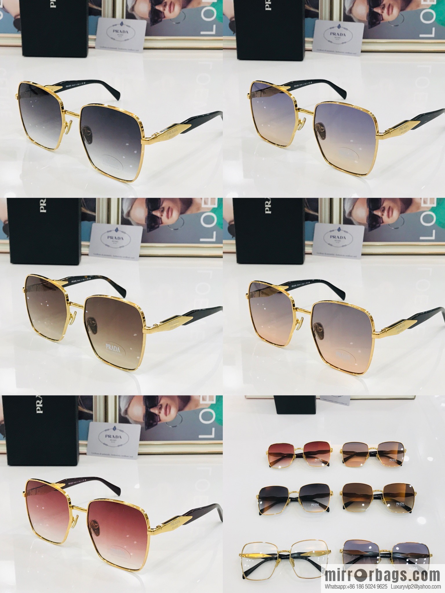 PRADA Metal Frame Unisex Sunglasses