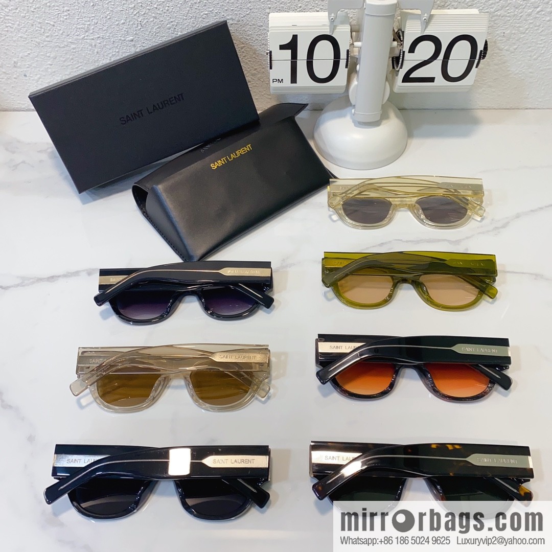SAINT LAURNT Saint Laurent logo round frame women's sunglasses