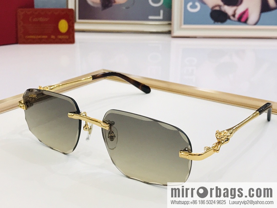 Cartier fashion casual rimless unisex sunglasses