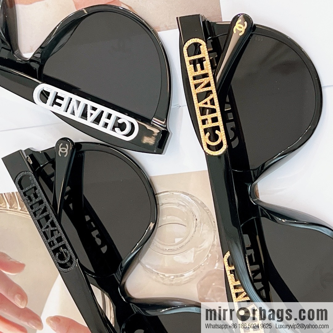 Chanel women's sunglasses with half circle drill letters