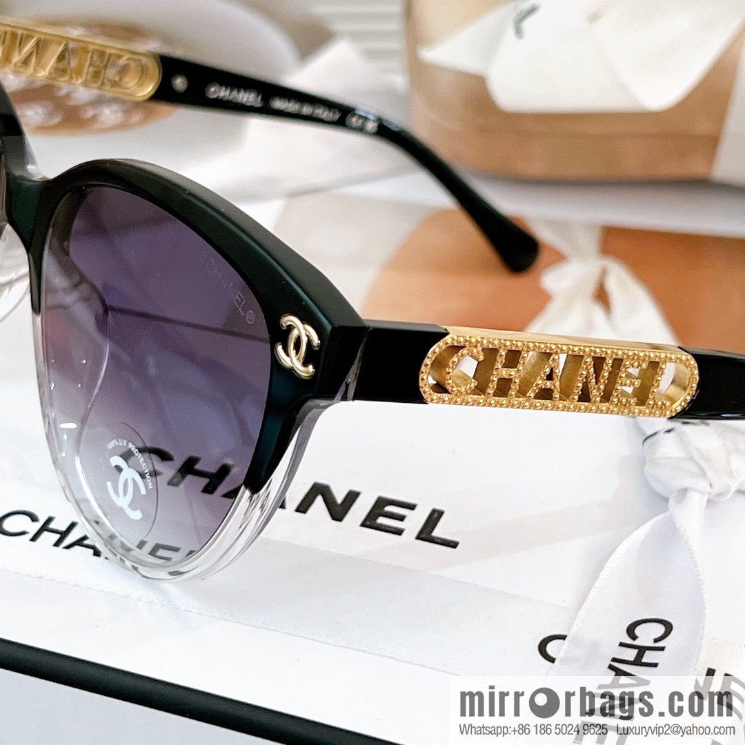 Chanel women's sunglasses with half circle drill letters