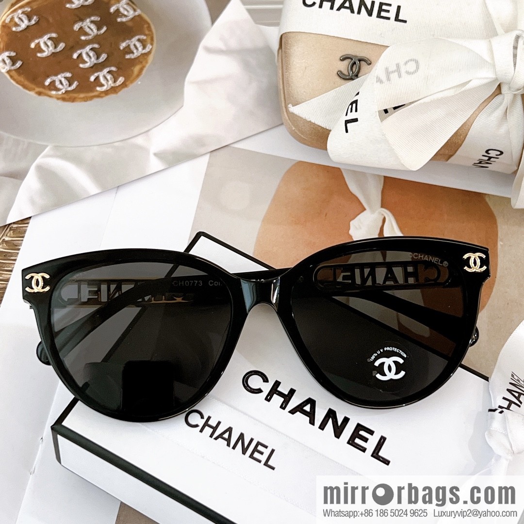Chanel women's sunglasses with half circle drill letters
