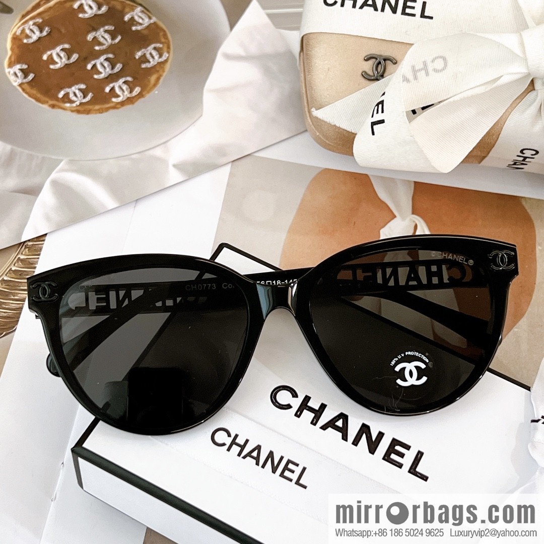 Chanel women's sunglasses with half circle drill letters