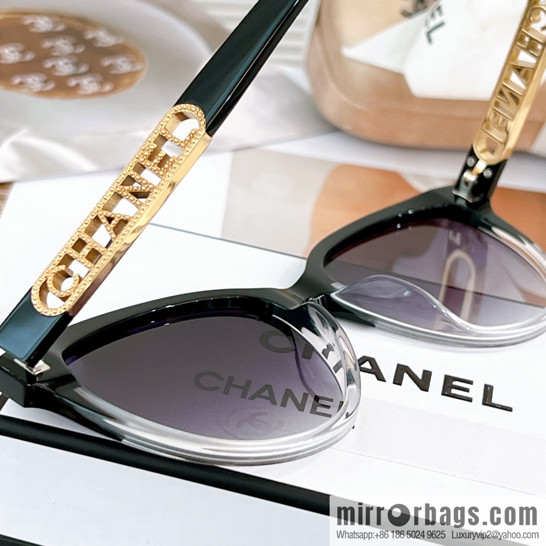 Chanel women's sunglasses with half circle drill letters