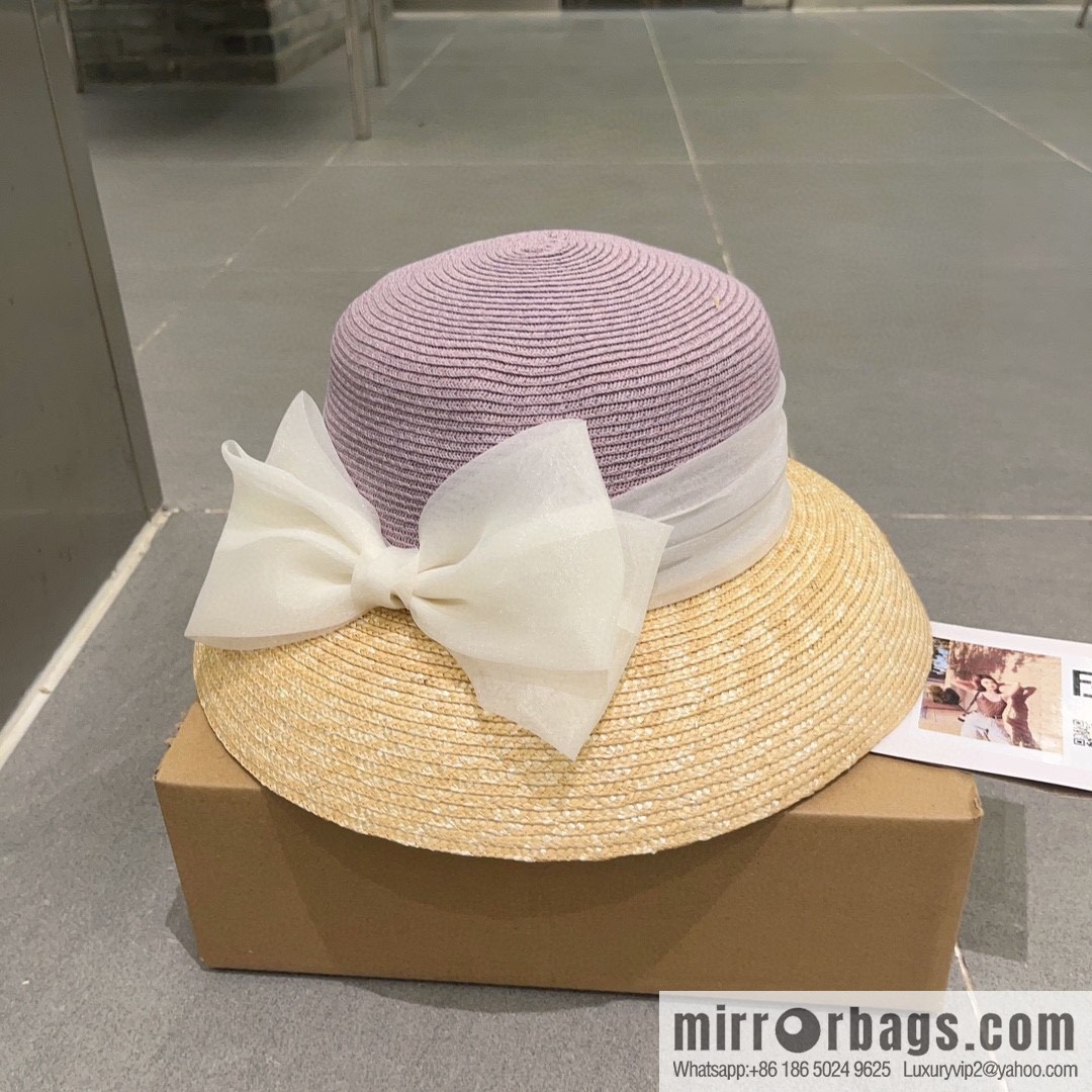 Dior Dior straw straw spell organza bow new straw hat