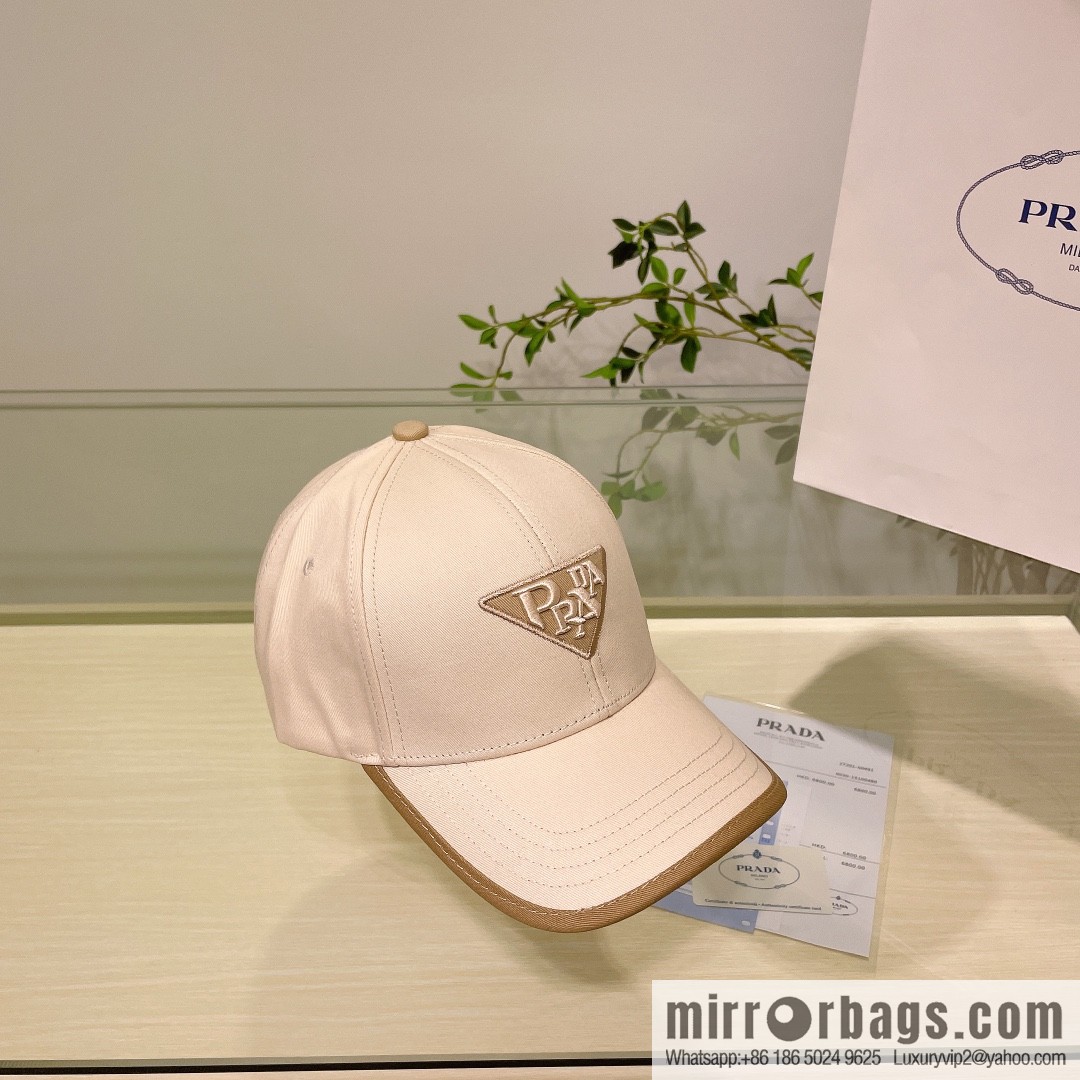 PRADA Prada new embroidered classic triangular label street cotton baseball cap