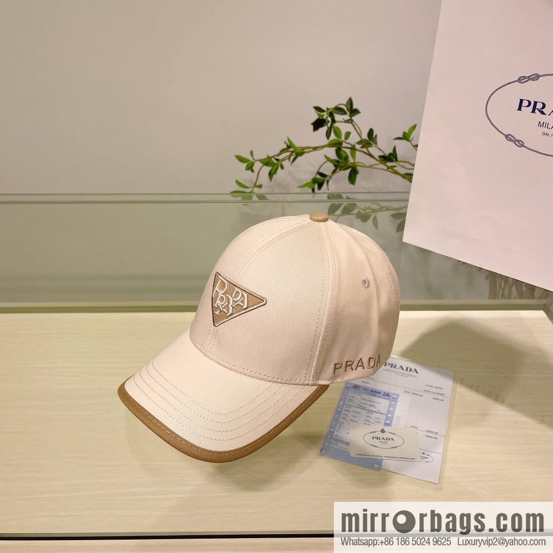 PRADA Prada new embroidered classic triangular label street cotton baseball cap