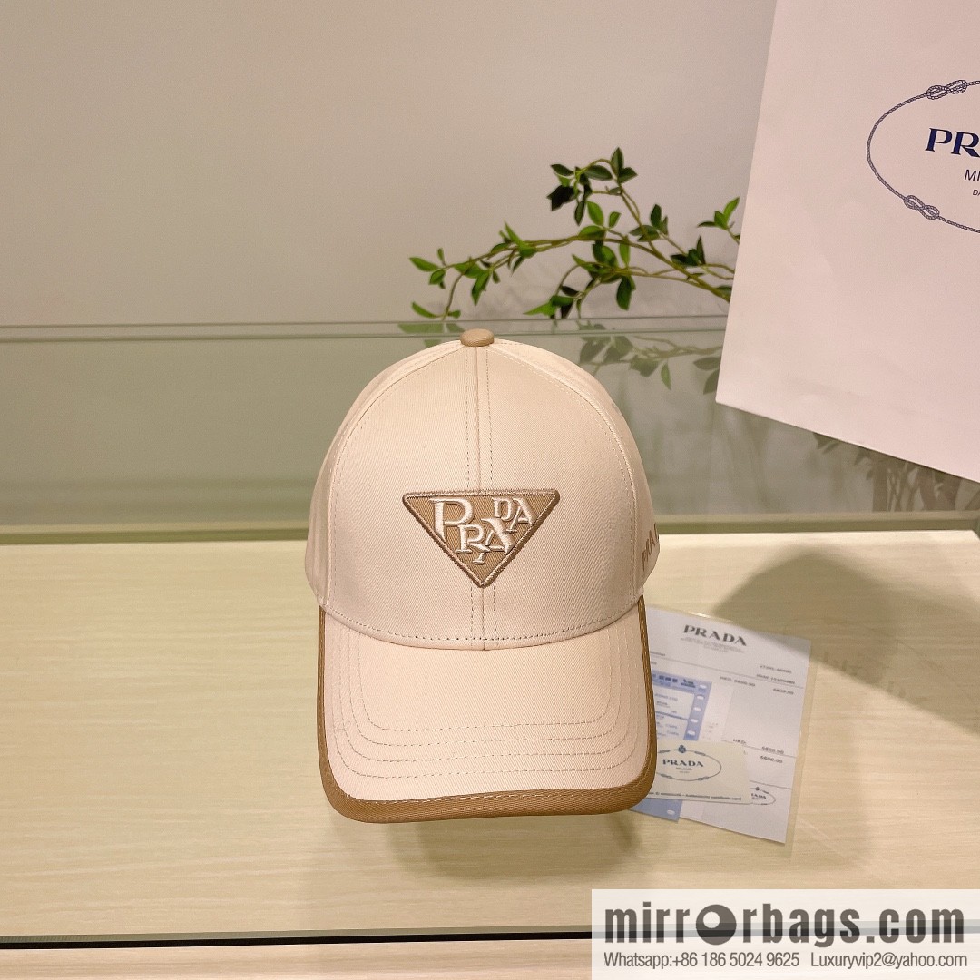 PRADA Prada new embroidered classic triangular label street cotton baseball cap