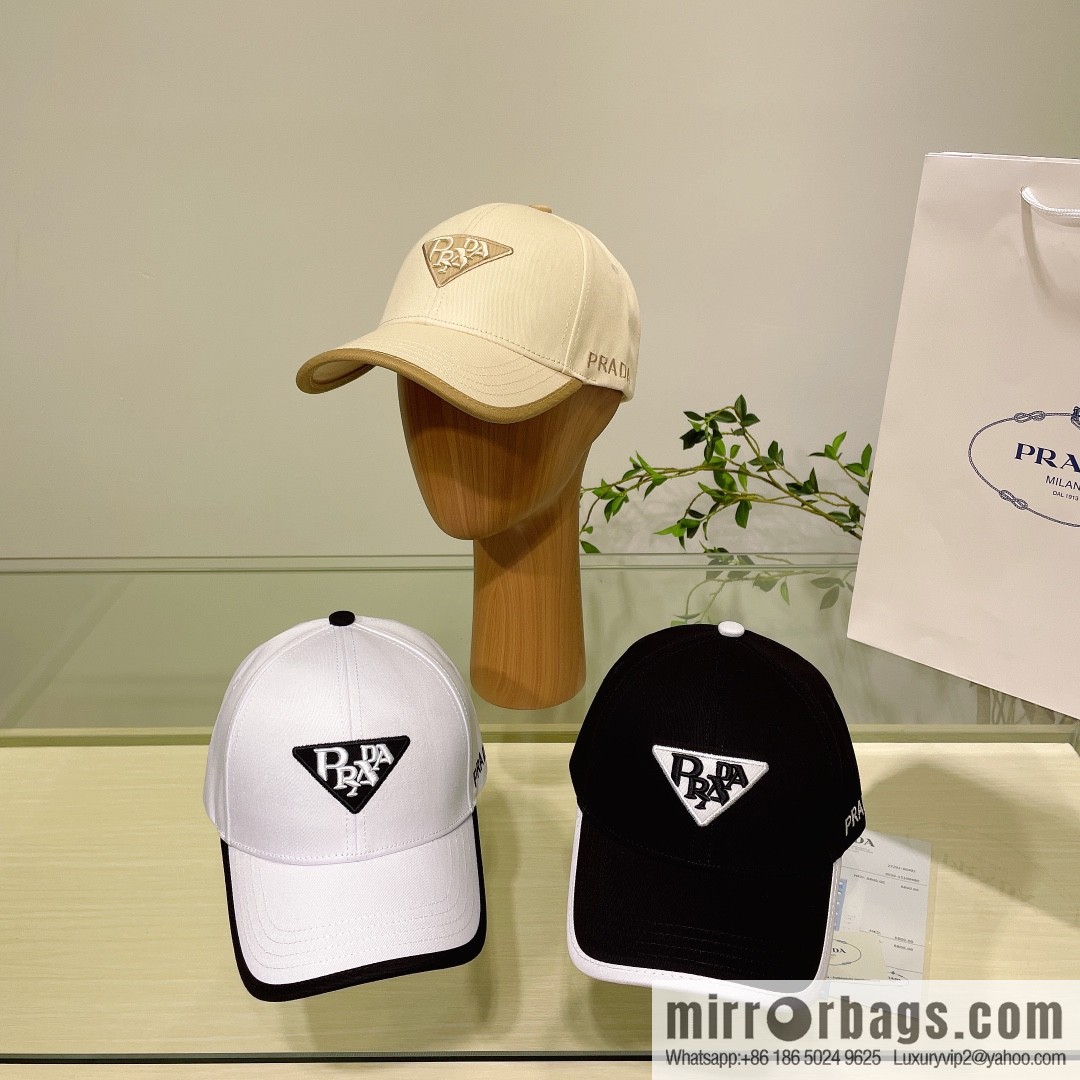 PRADA Prada new embroidered classic triangular label street cotton baseball cap