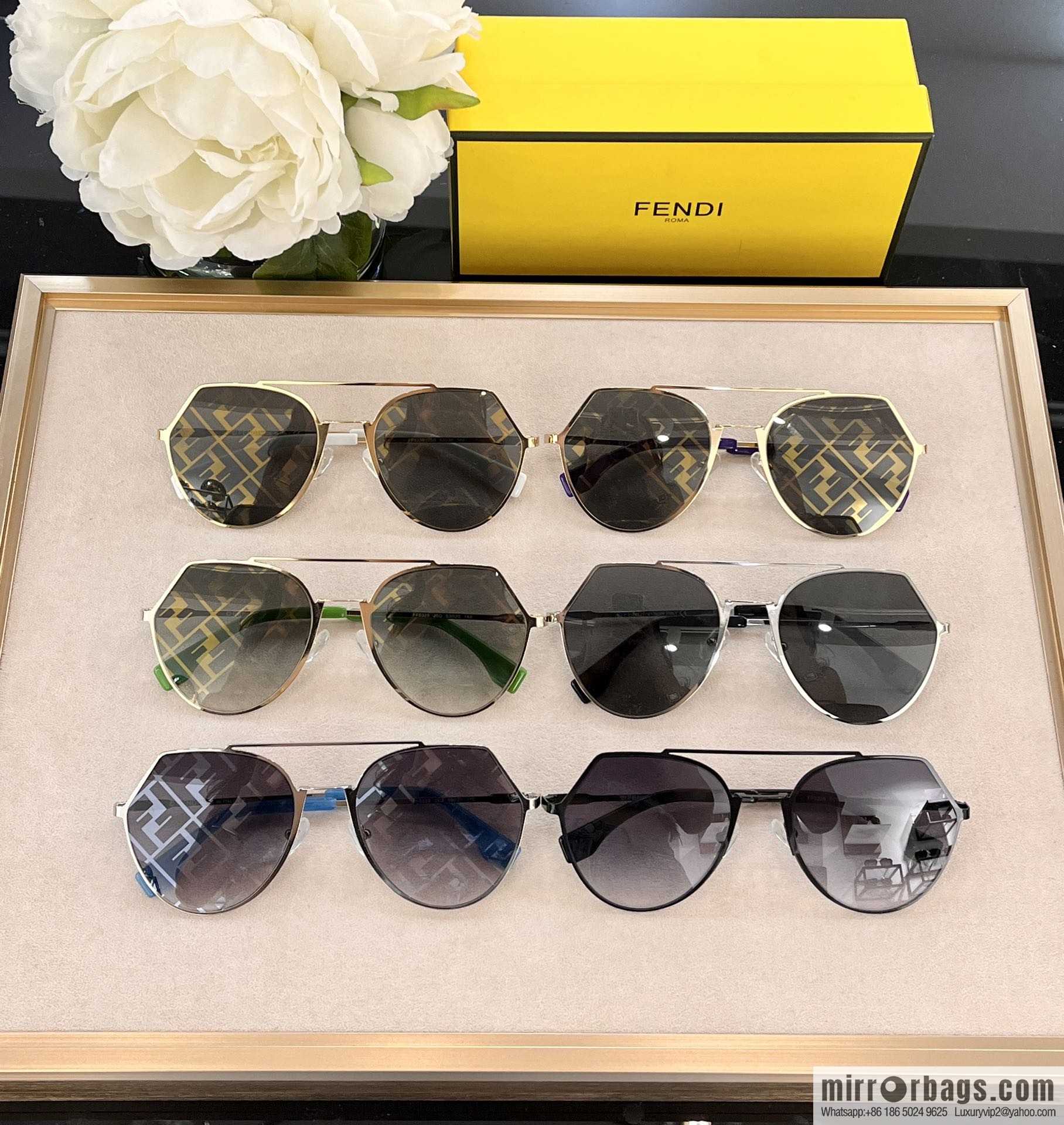Fendi irregular metal frame unisex sunglasses
