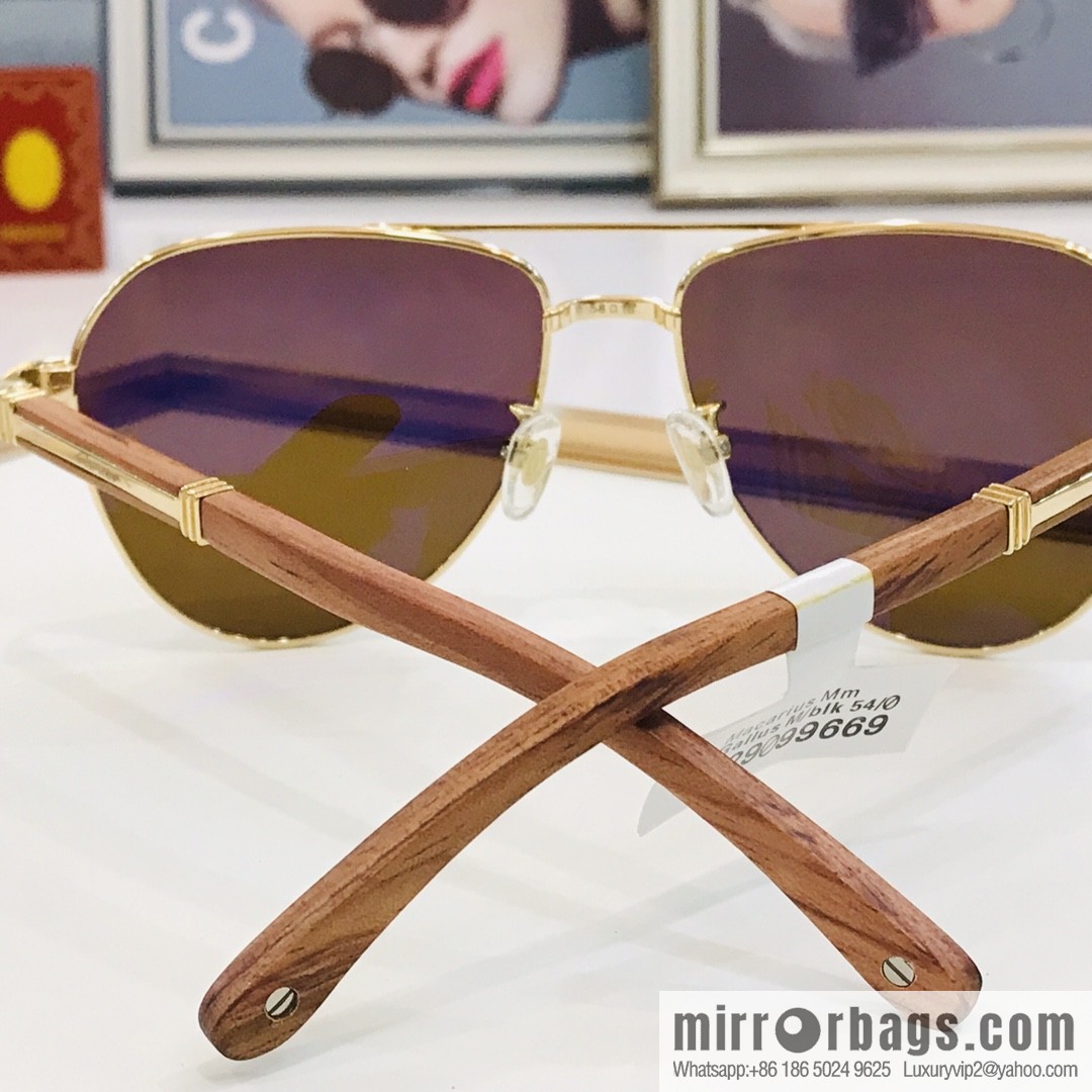 Cartier Wooden Temple Men's Sunglasses
