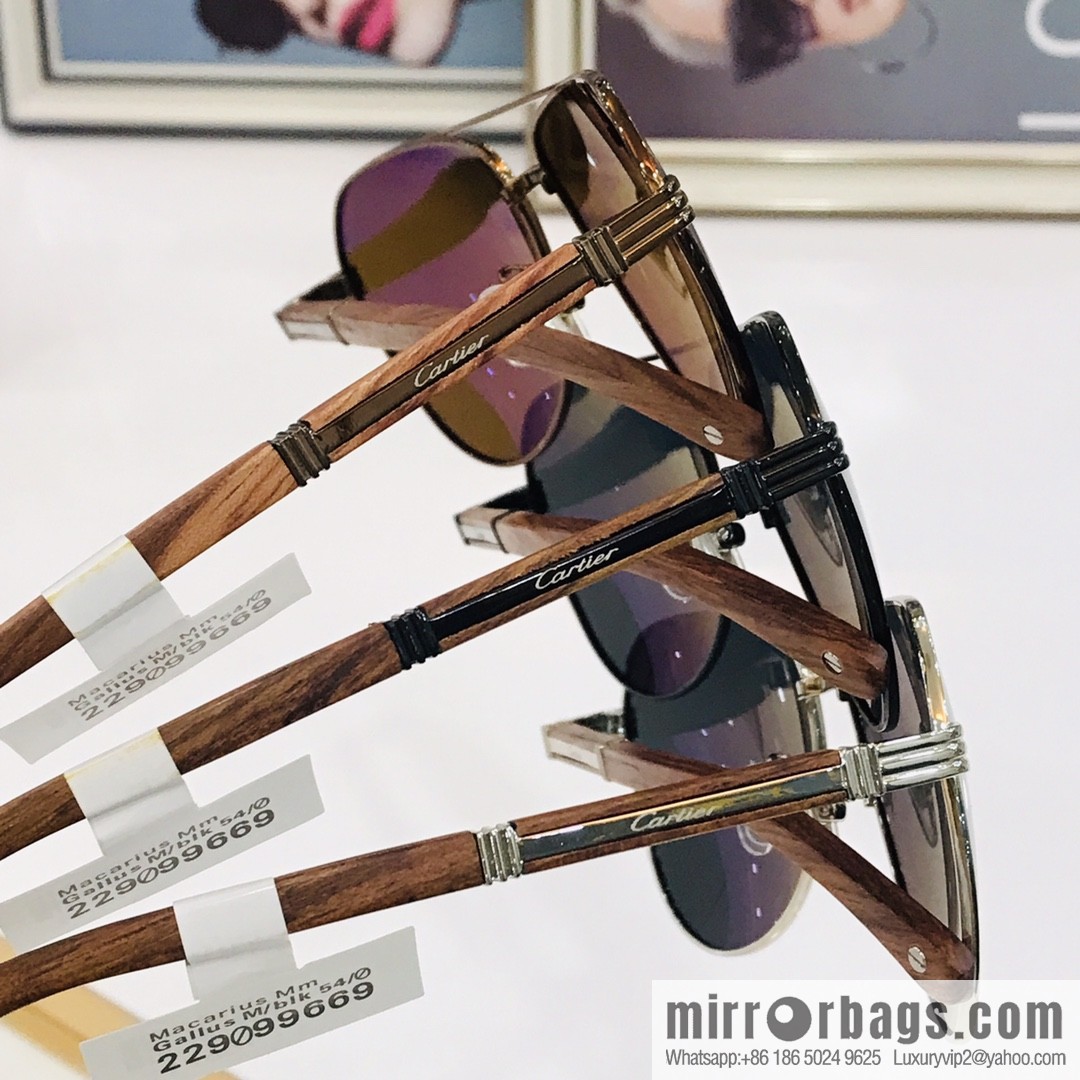 Cartier Wooden Temple Men's Sunglasses